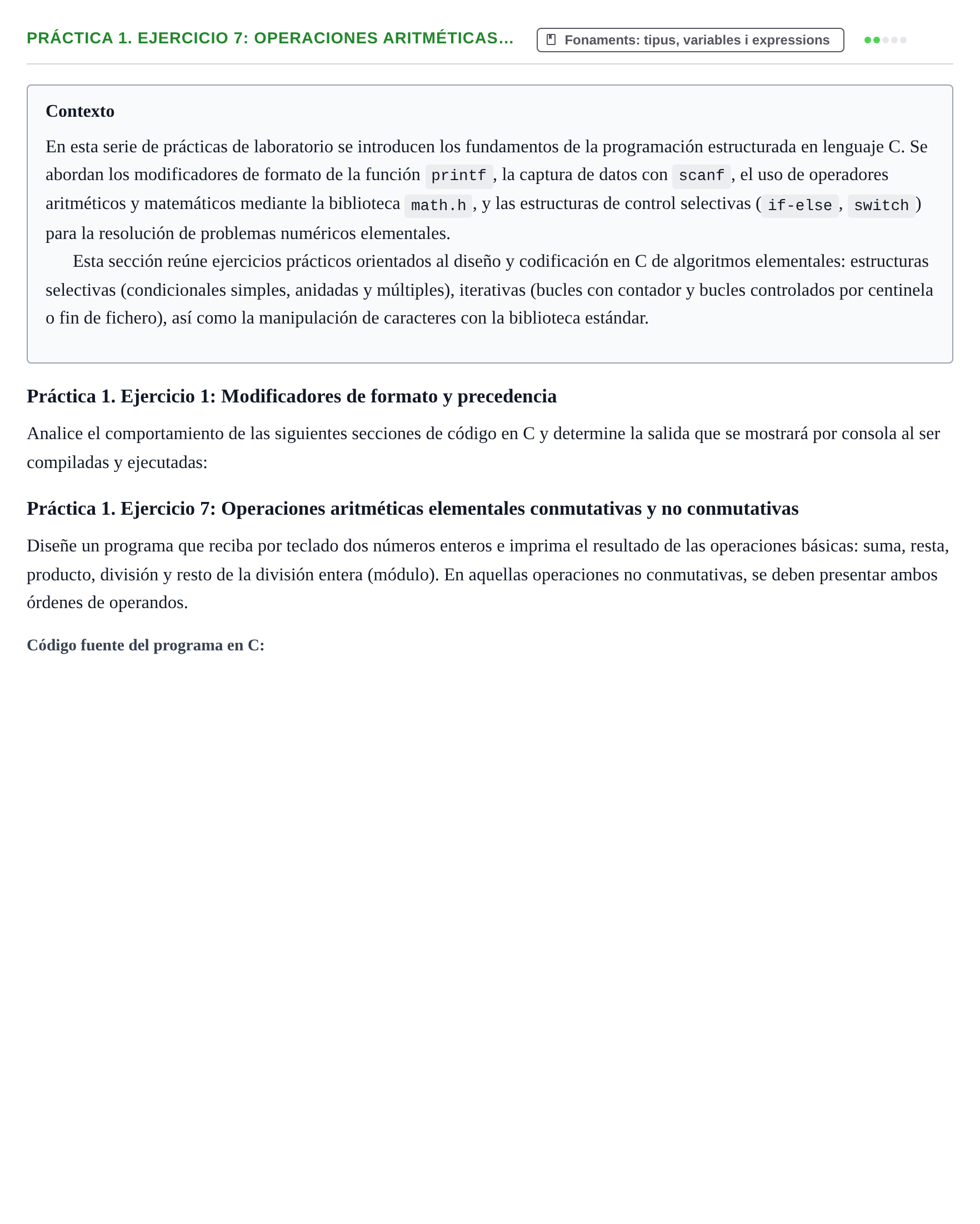 Enunciado: Práctica 1. Ejercicio 7: Operaciones aritméticas…