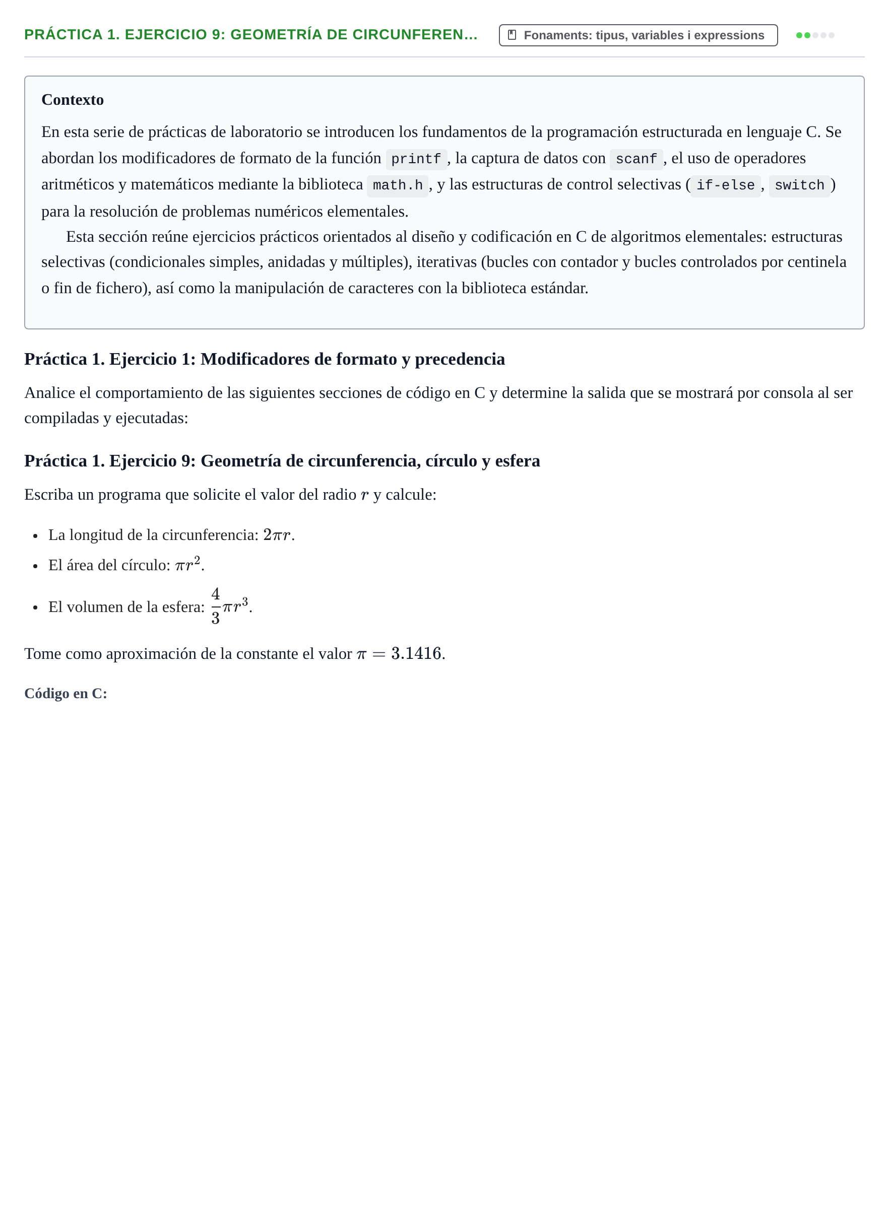 Enunciado: Práctica 1. Ejercicio 9: Geometría de circunferen…