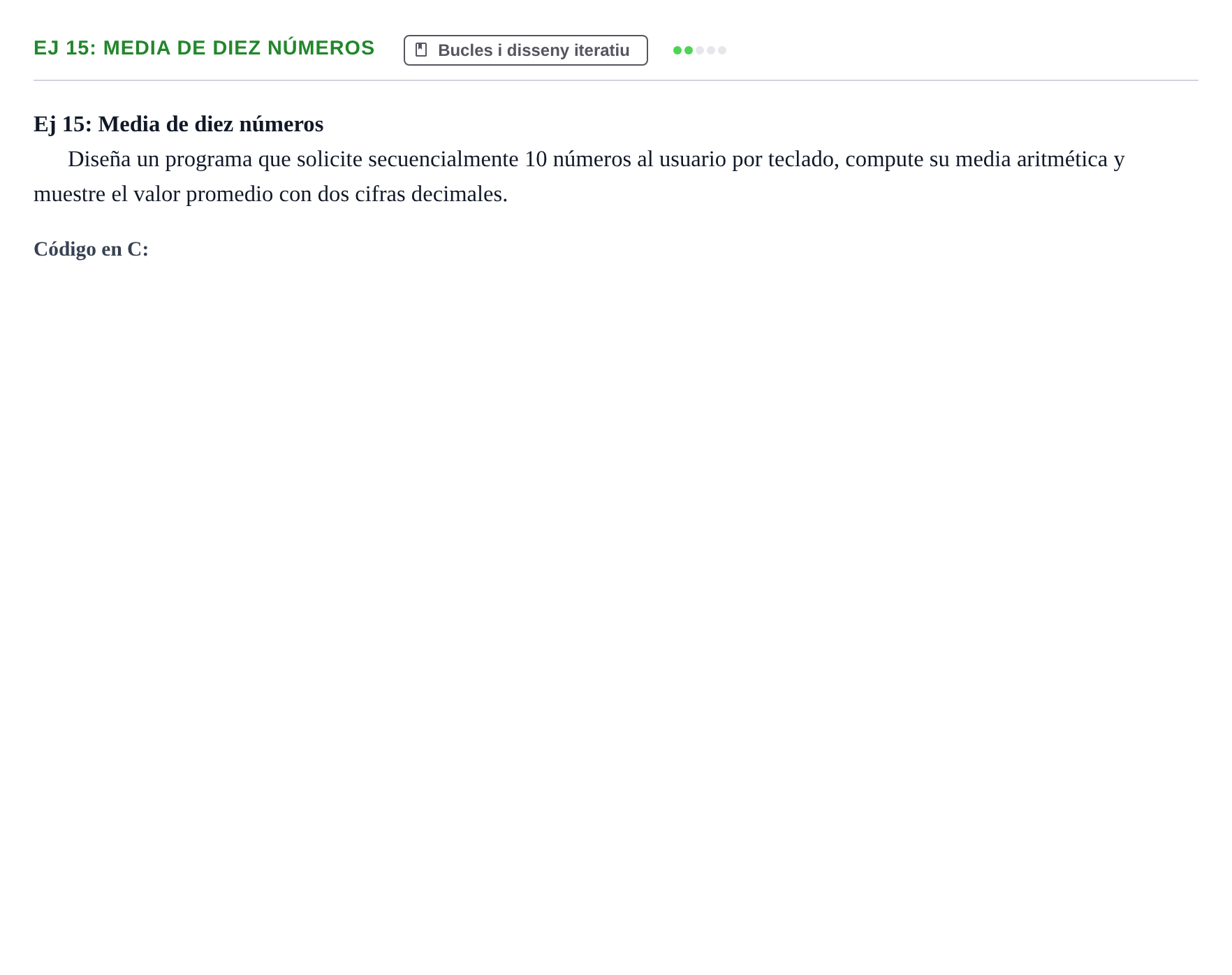 Enunciado: Ej 15: Media de diez números