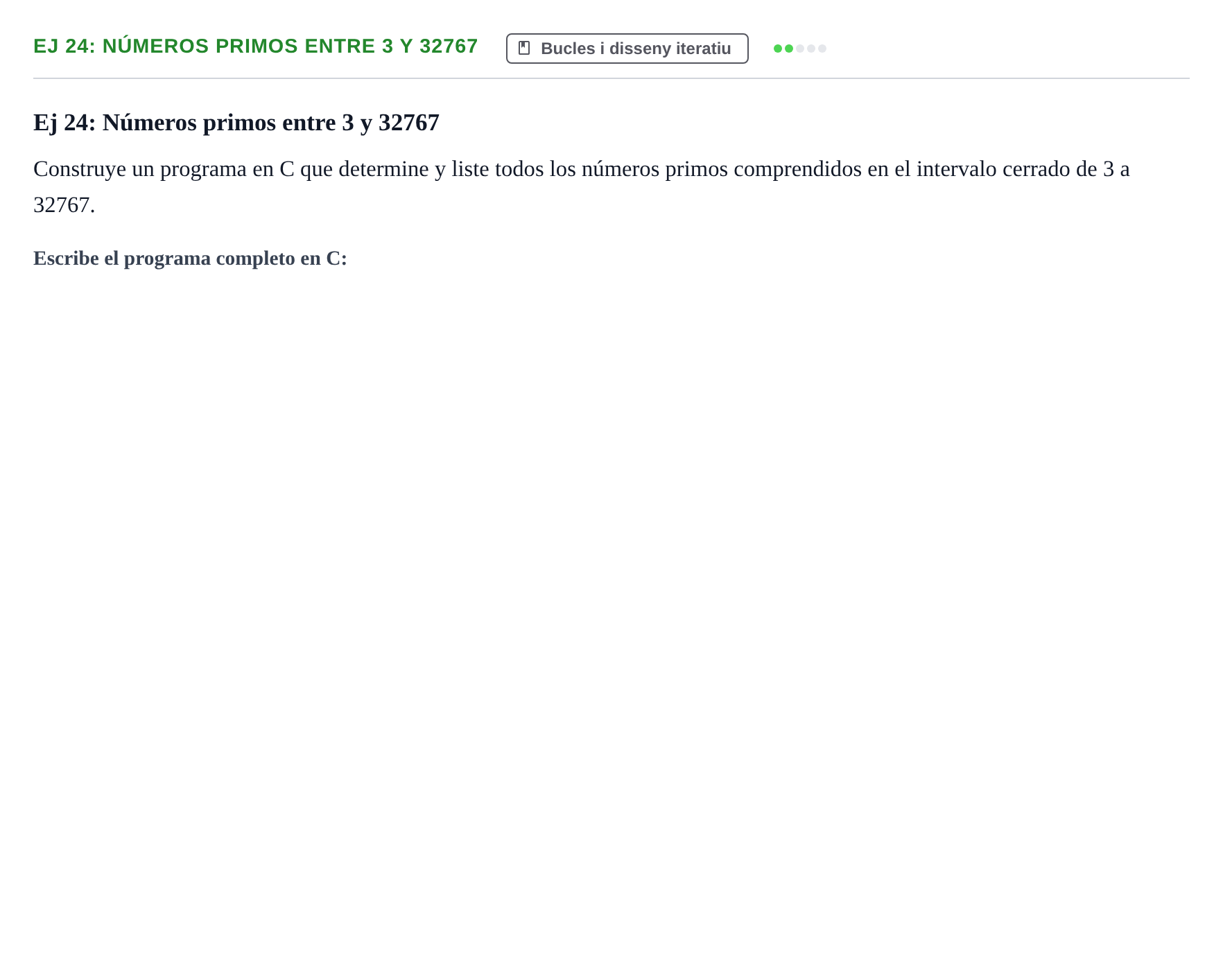 Enunciado: Ej 24: Números primos entre 3 y 32767
