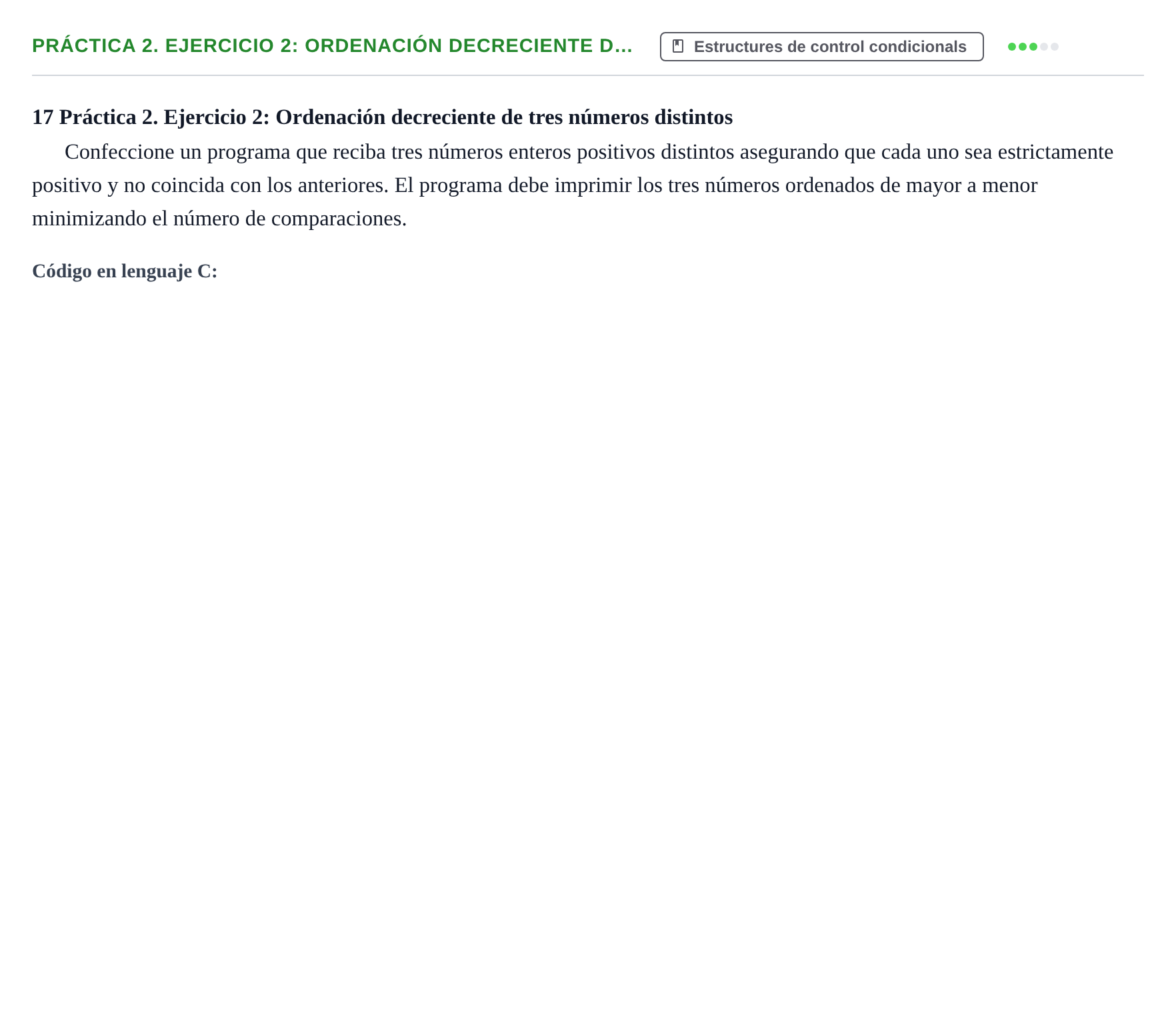 Enunciado: Práctica 2. Ejercicio 2: Ordenación decreciente d…