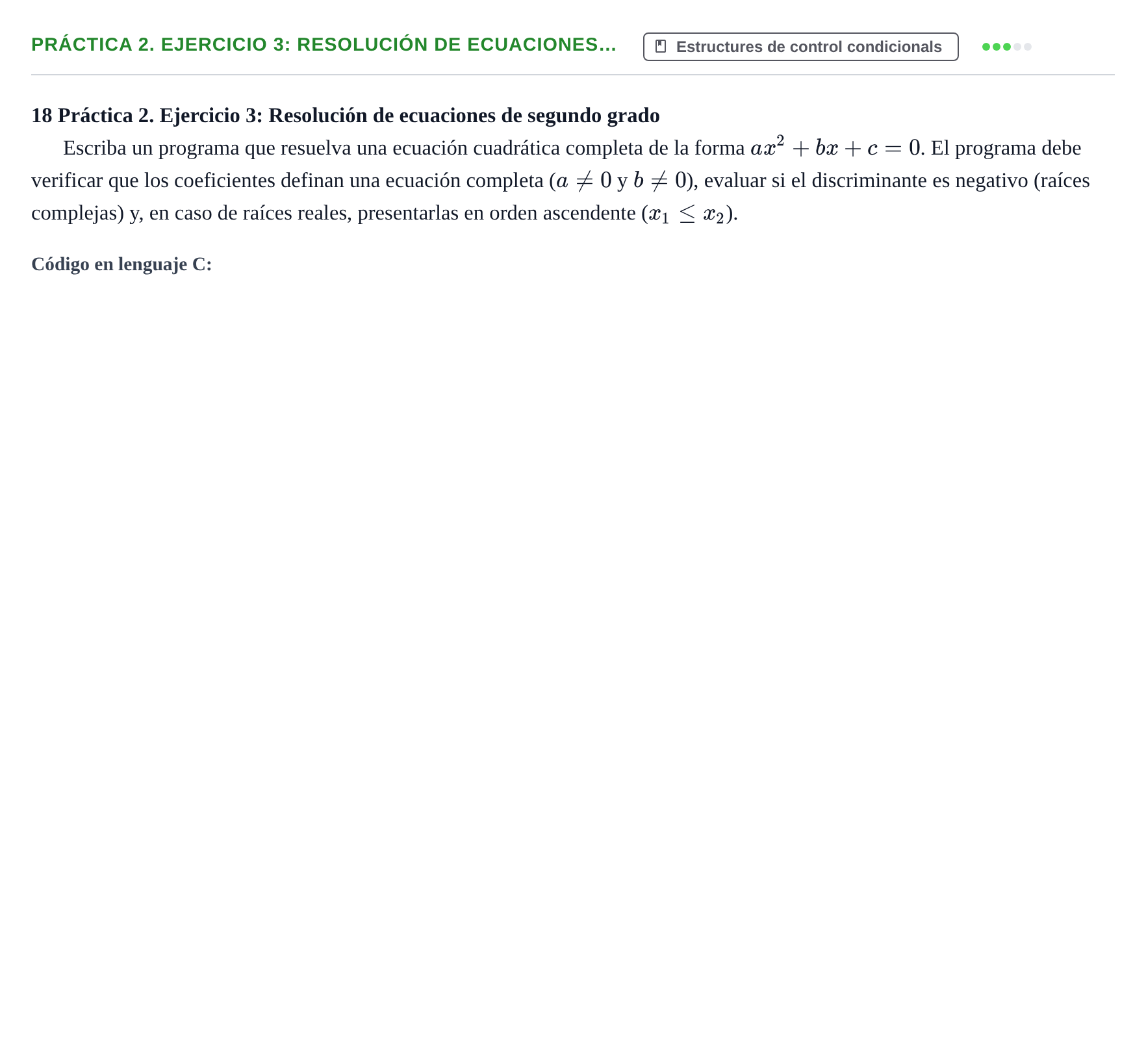 Enunciado: Práctica 2. Ejercicio 3: Resolución de ecuaciones…