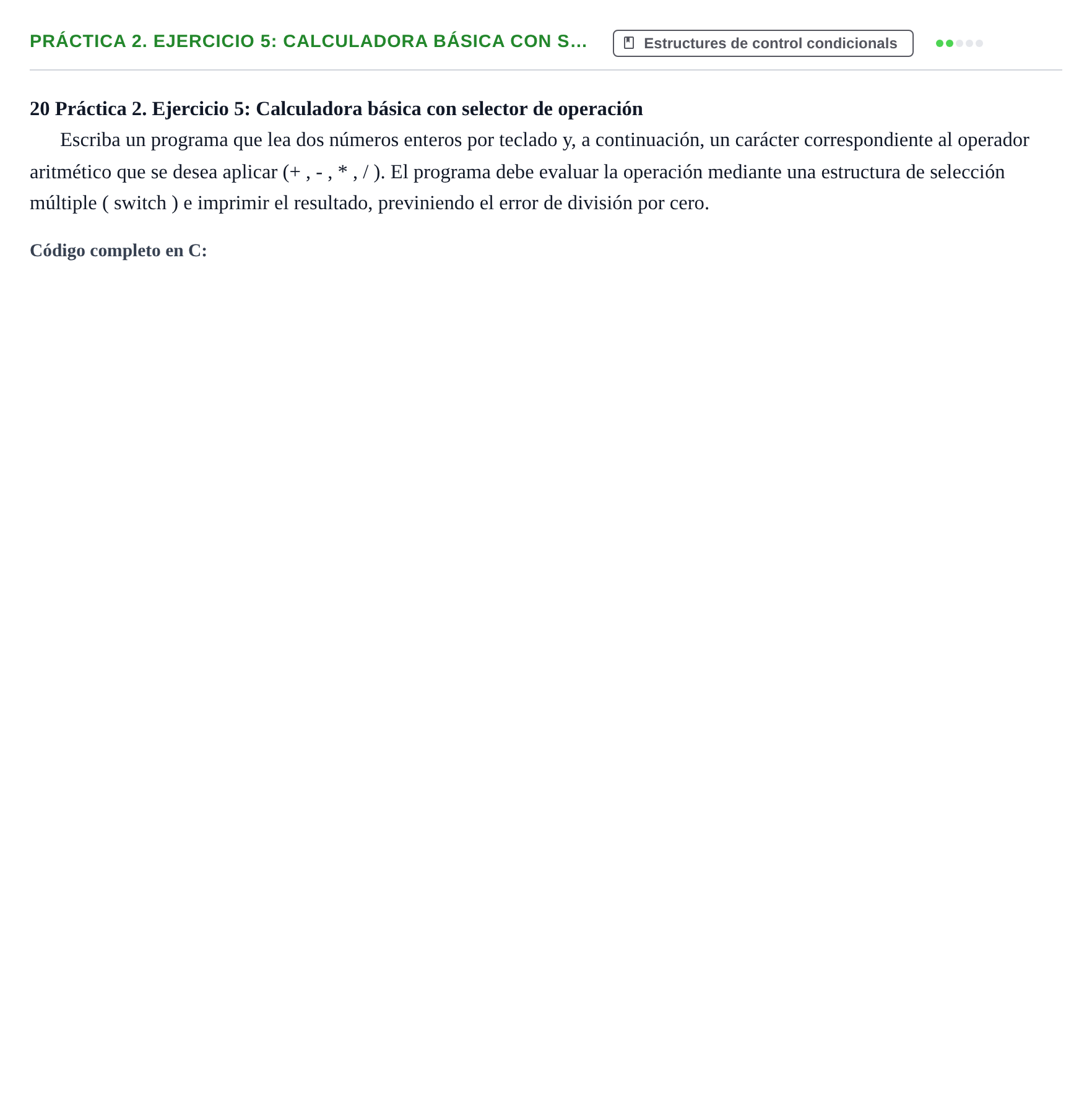 Enunciado: Práctica 2. Ejercicio 5: Calculadora básica con s…
