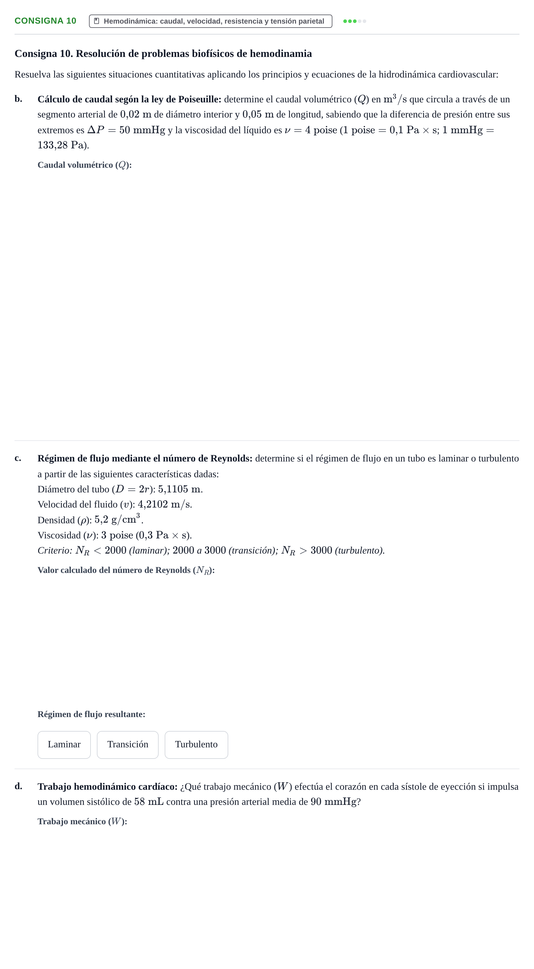 Enunciado: Consigna 10 - Hemodinámica