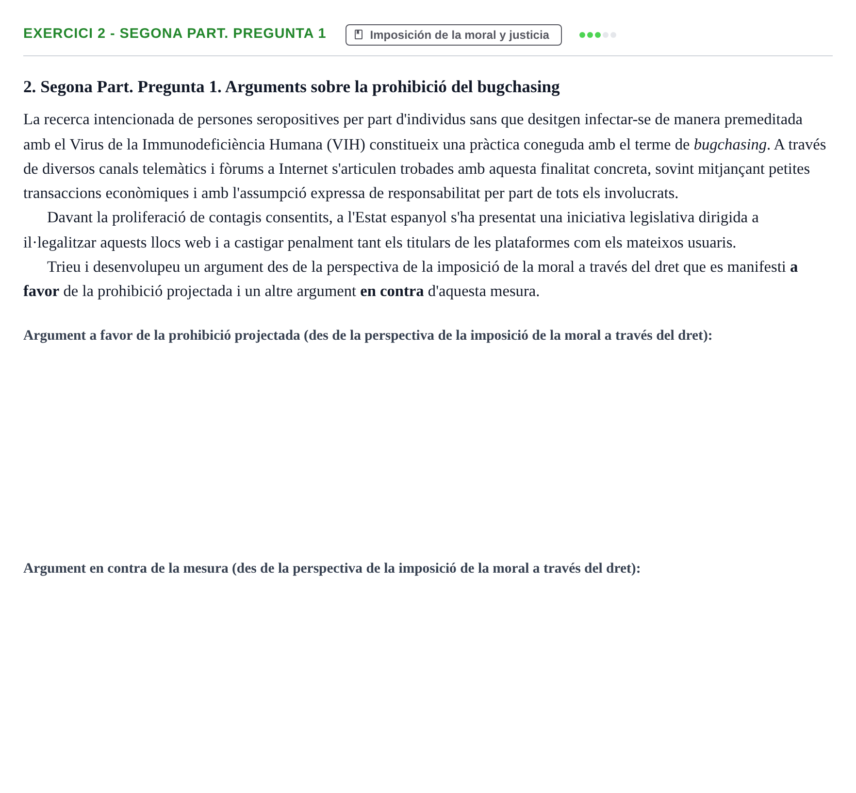 Enunciado: 2 - Segona Part. Pregunta 1