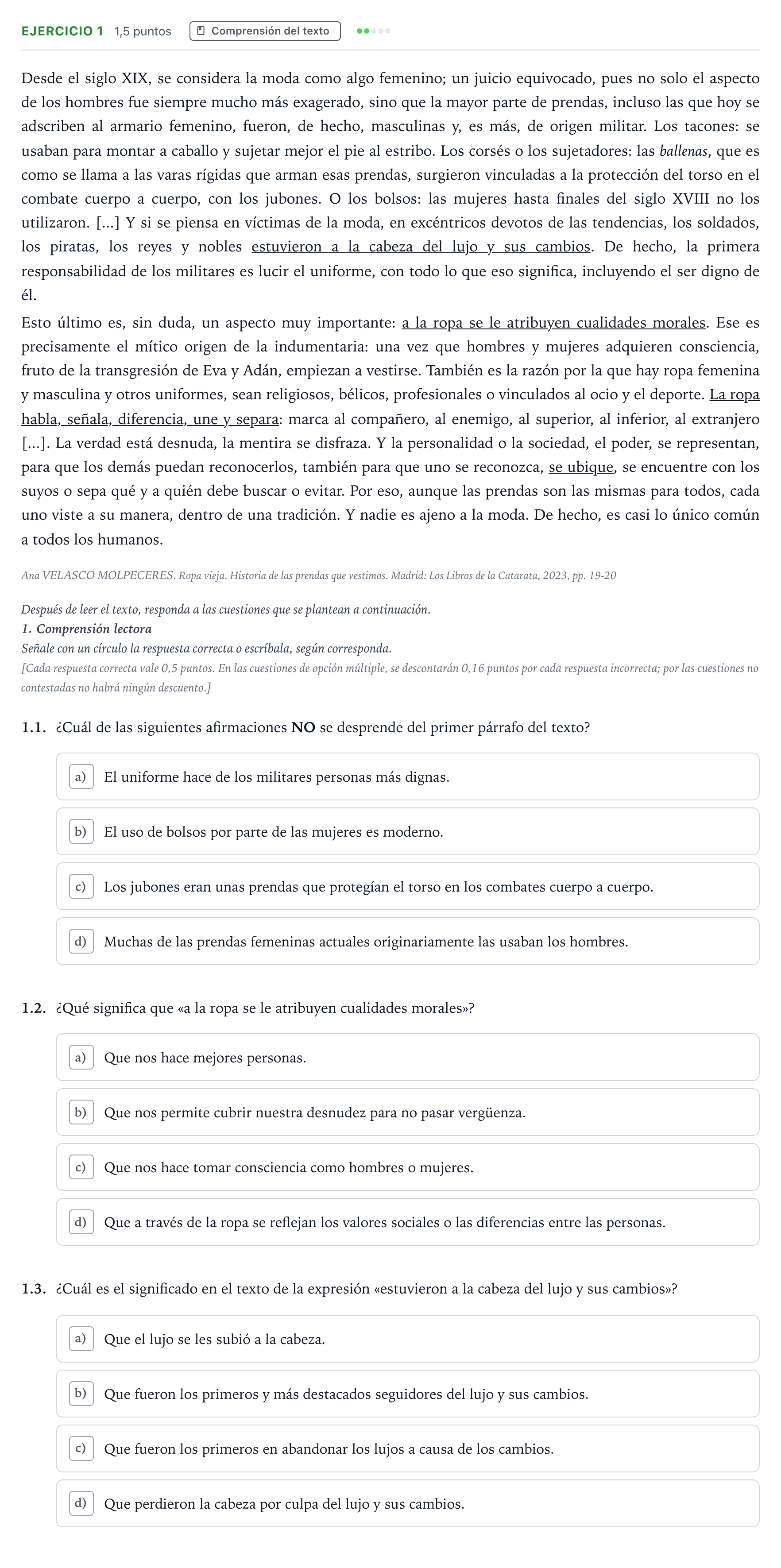 Enunciado: Ejercicio 1 - Comprensión del texto · Lengua Castellana Majors de 25 anys (Catalunya) Tribunal especial Serie 3 2026