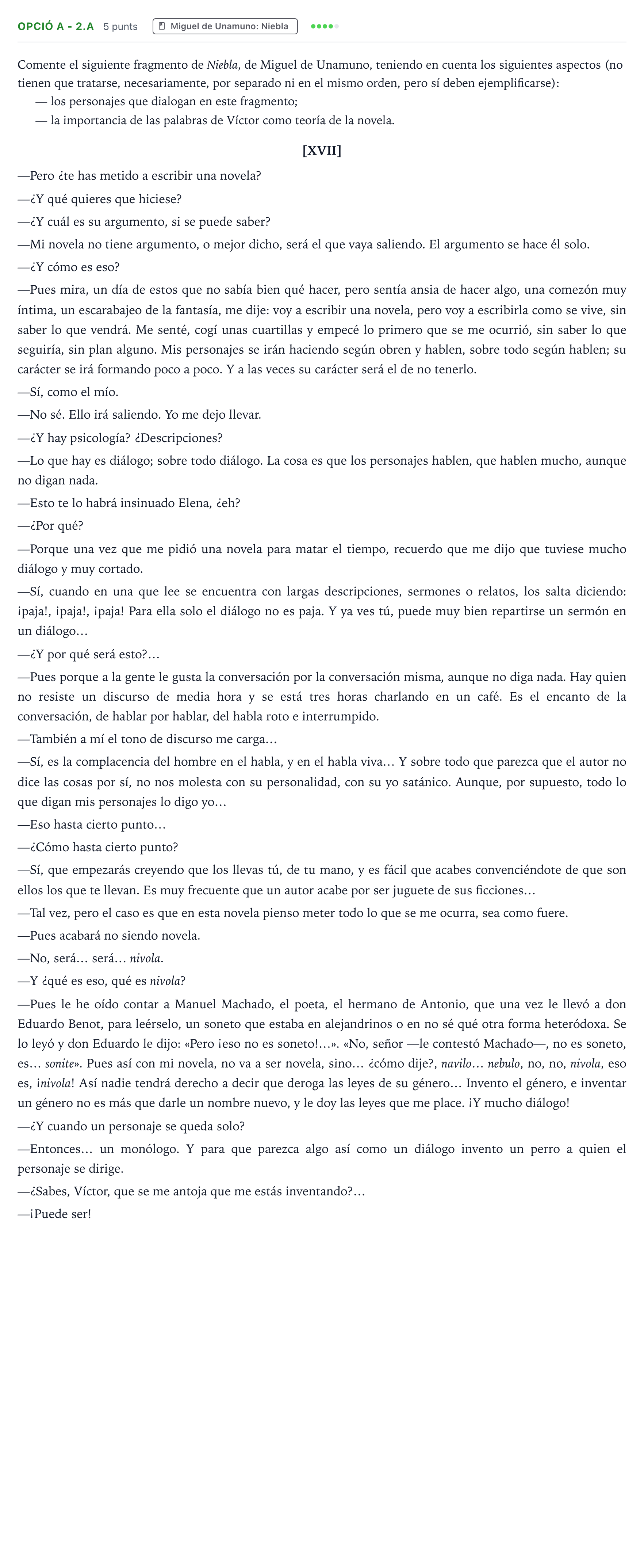 Enunciado: Ejercicio Opció A - 2.a · Literatura Majors de 25 anys (Catalunya) Tribunal especial Serie 3 2026