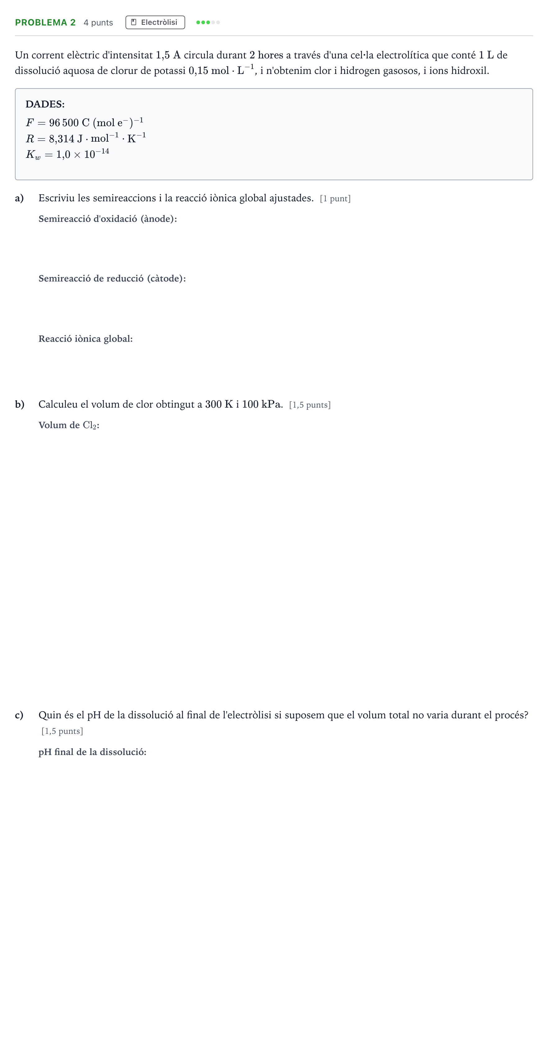 Enunciado: Problema 2 · Química Majors de 25 anys (Catalunya) Tribunal especial Serie 3 2026