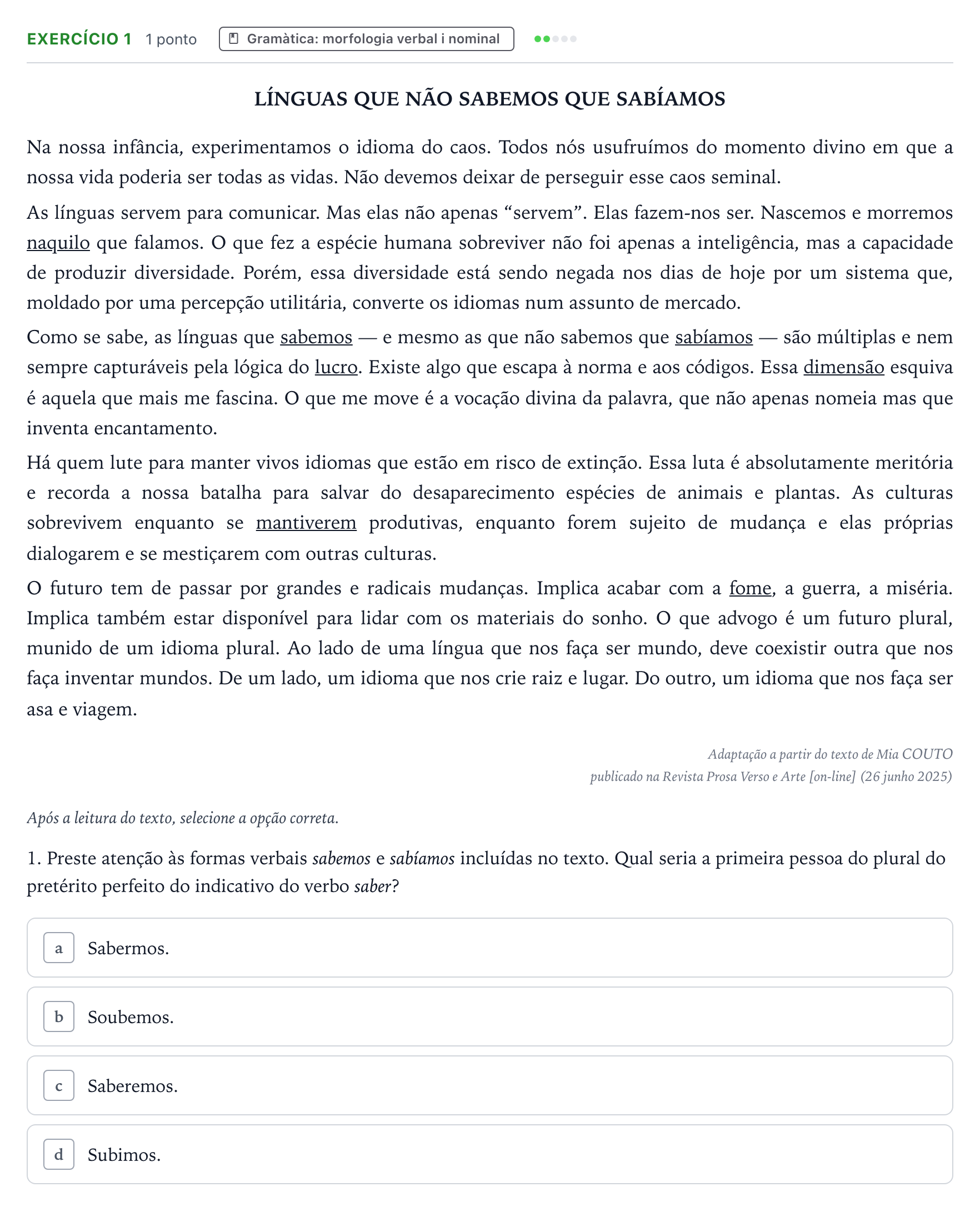 Enunciado: Problema 1 · Portugués Majors de 25 anys (Catalunya) Tribunal ordinari Serie 2 2026