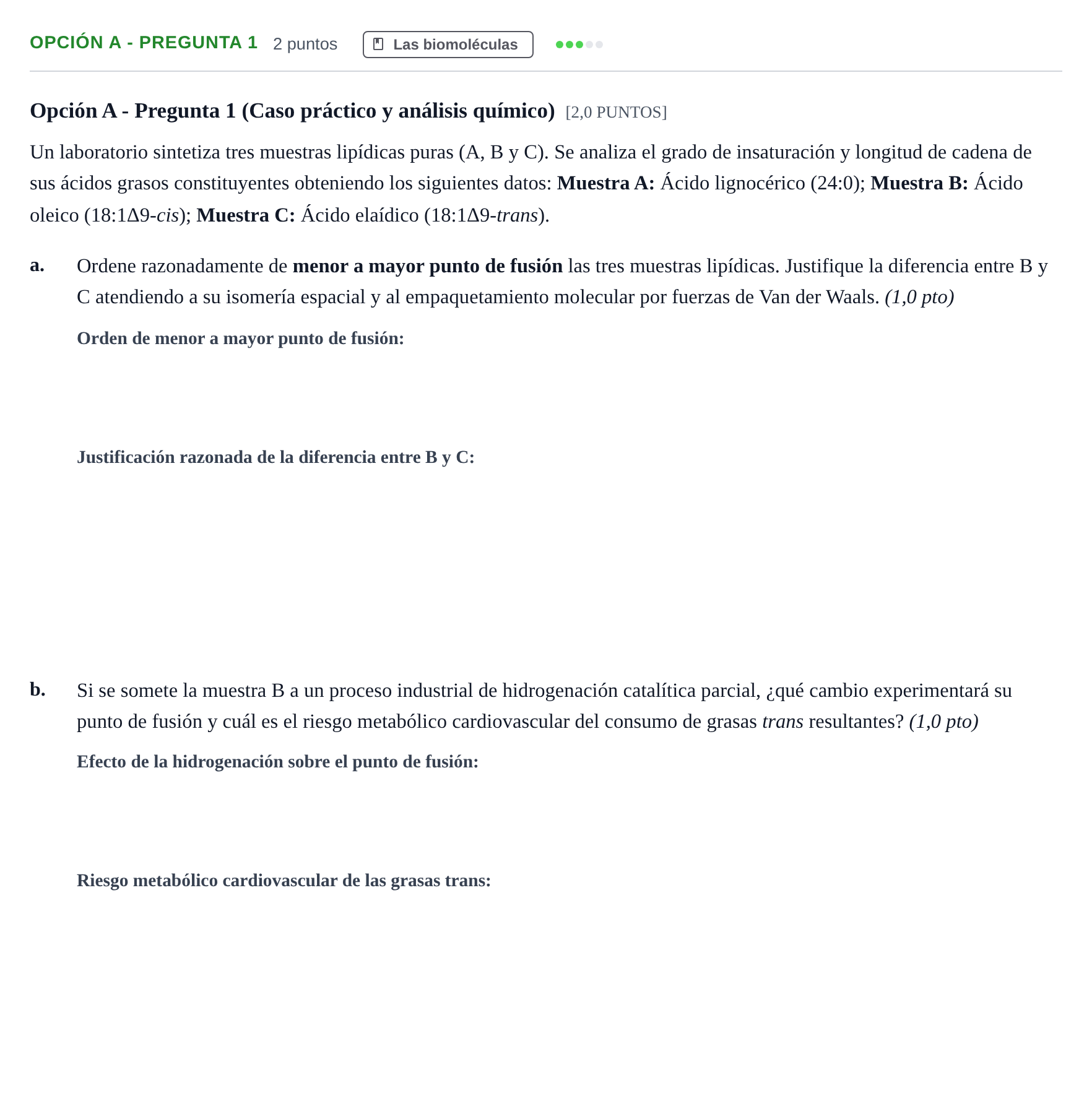 Enunciado: Opción A - Pregunta 1