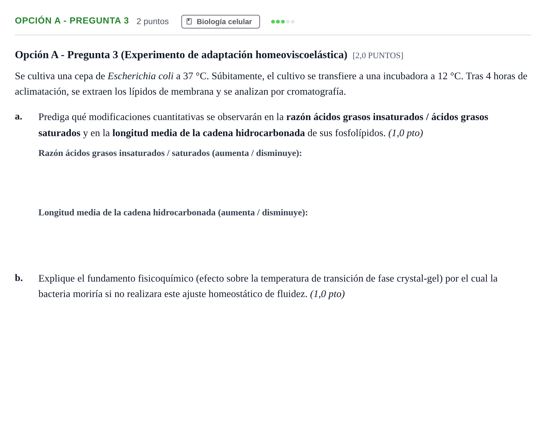 Enunciado: Opción A - Pregunta 3