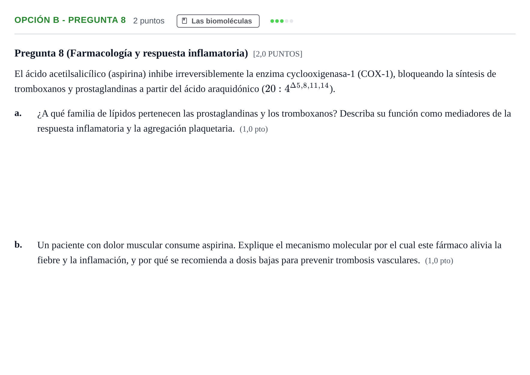 Enunciado: Opción B - Pregunta 8