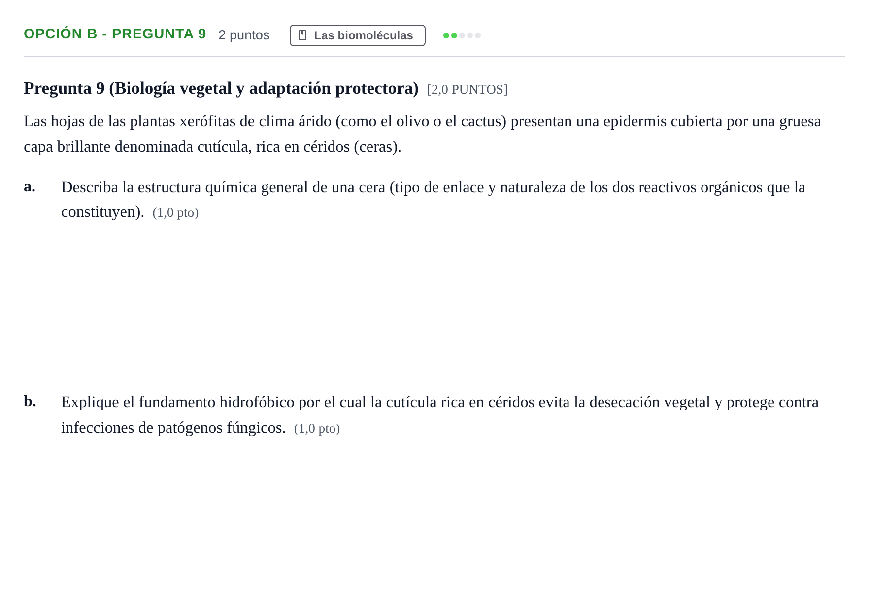 Enunciado: Opción B - Pregunta 9