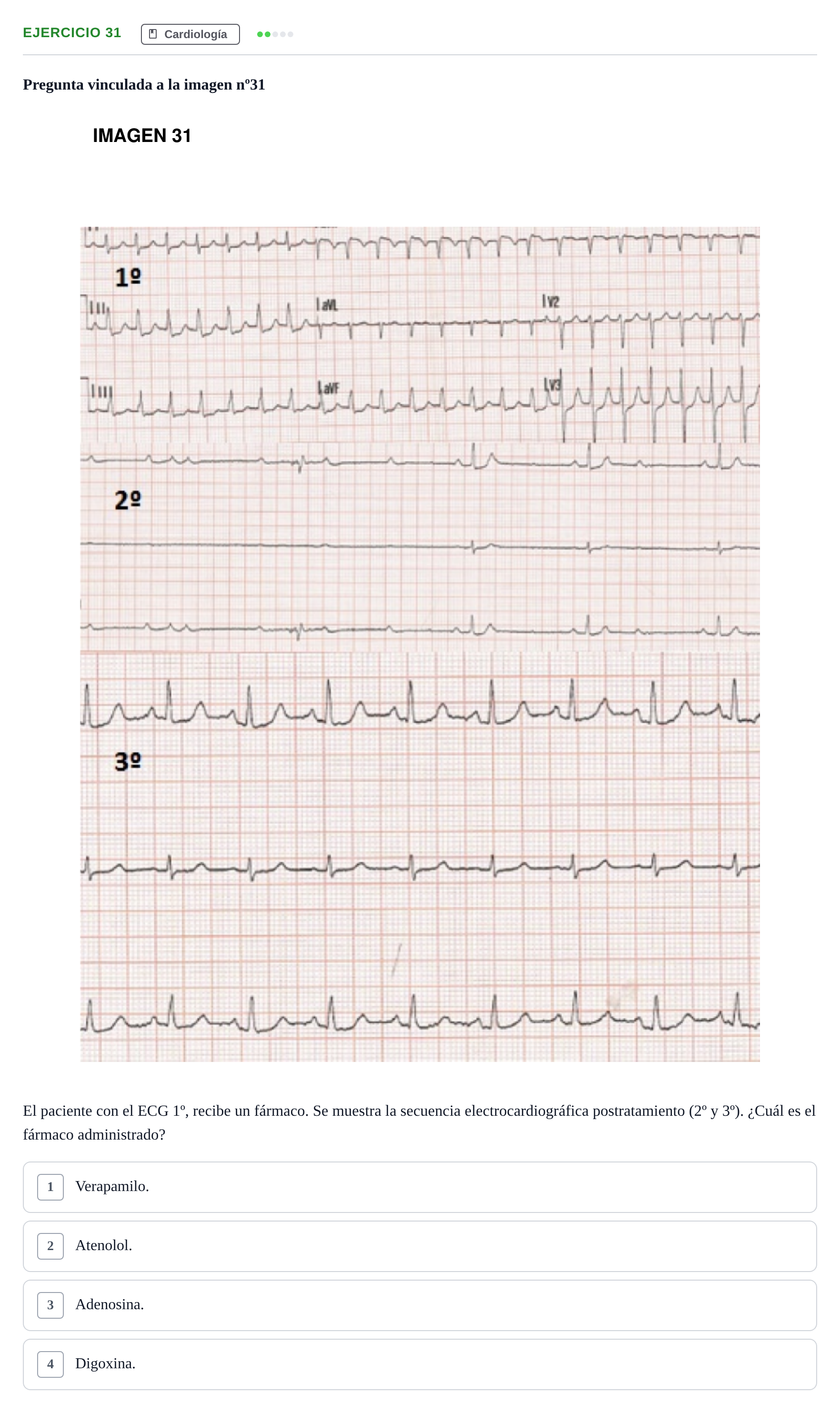Enunciado: Pregunta 31 · MIR 2018 — Taquicardia supraventricular de QRS estrecho: tratamiento
