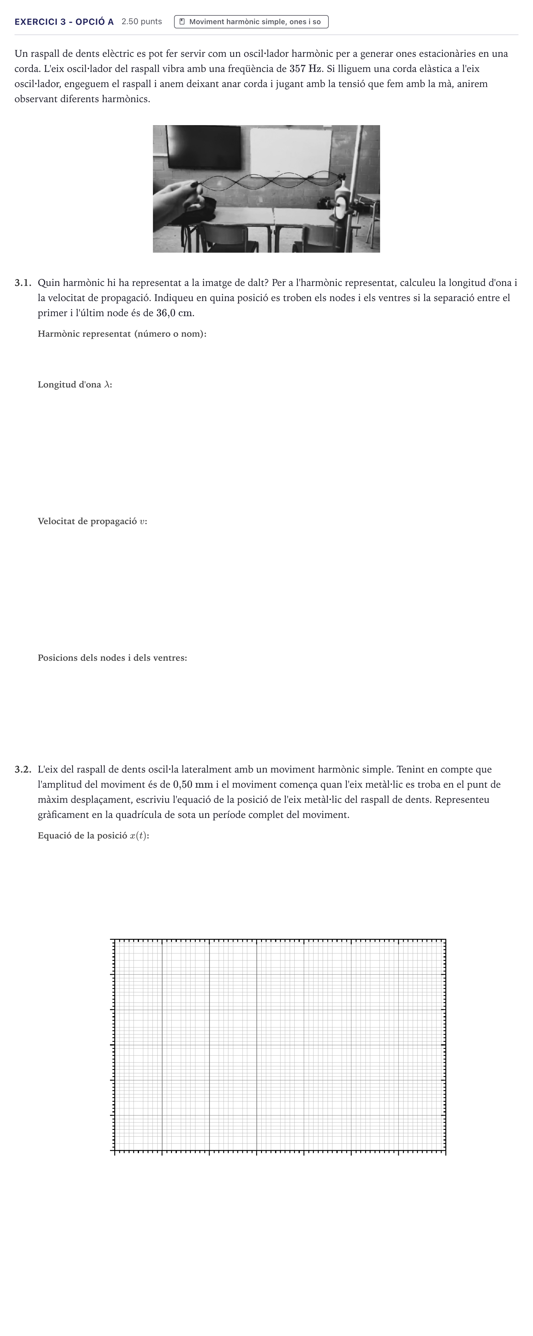 Enunciado: Exercici 3 - Opció A · Física Selectividad Cataluña Juny Serie 5 2026