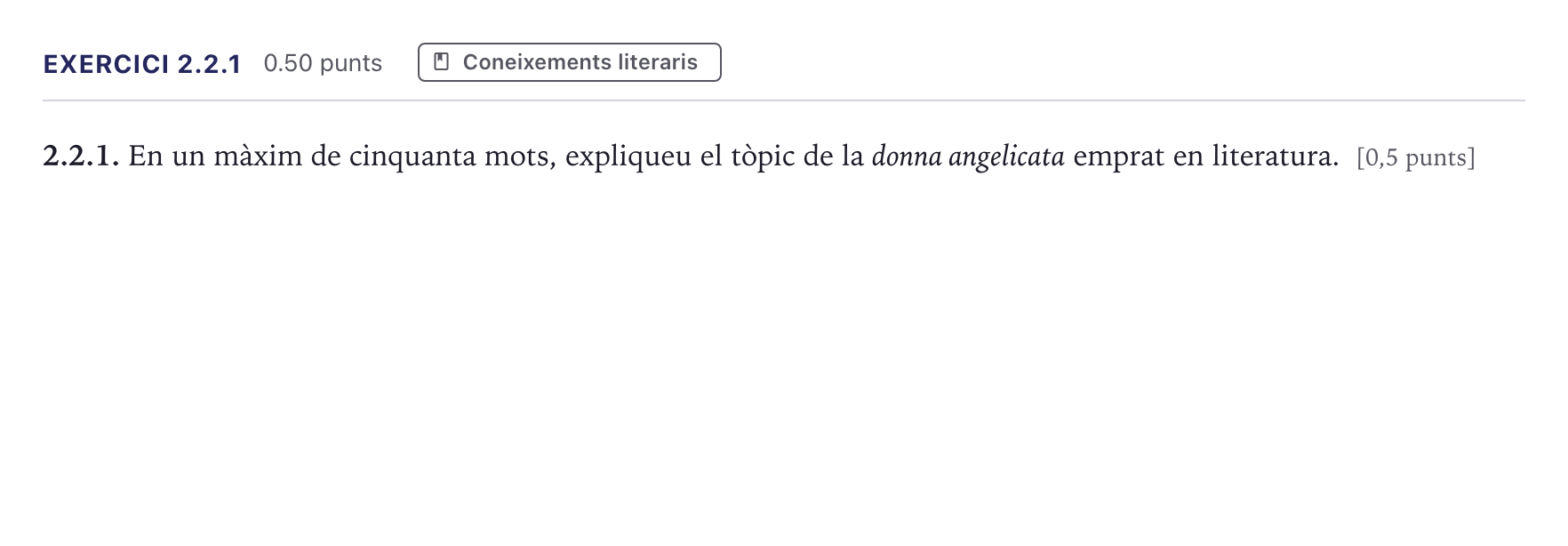 Enunciado: Ejercicio 2.2.1 · Lengua Catalana y Literatura II Selectividad Cataluña Serie 5 2026