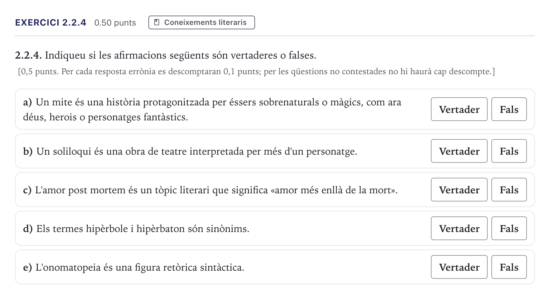 Enunciado: Ejercicio 2.2.4 · Lengua Catalana y Literatura II Selectividad Cataluña Serie 1 2026