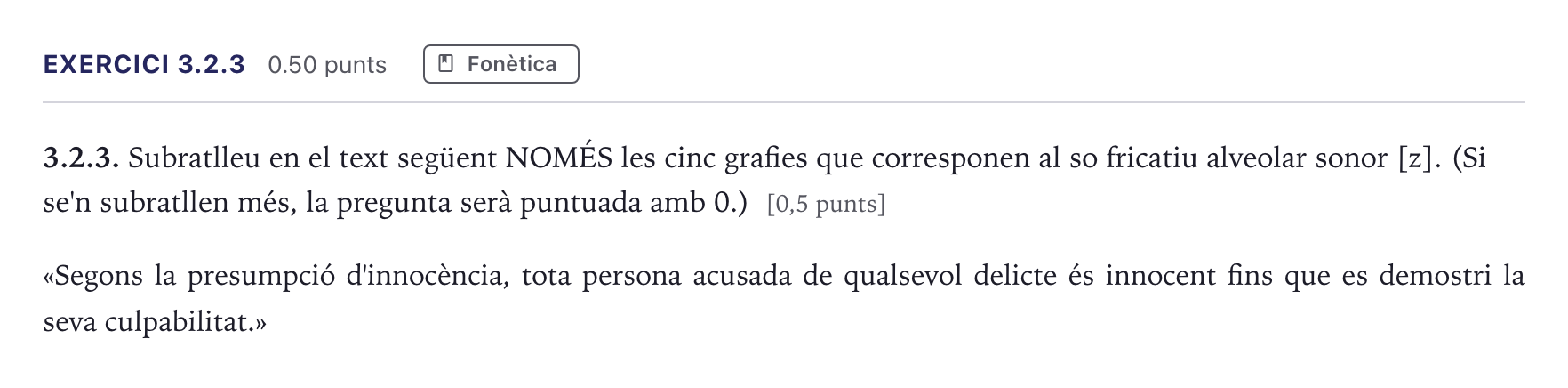 Enunciado: Ejercicio 3.2.3 · Lengua Catalana y Literatura II Selectividad Cataluña Serie 1 2026