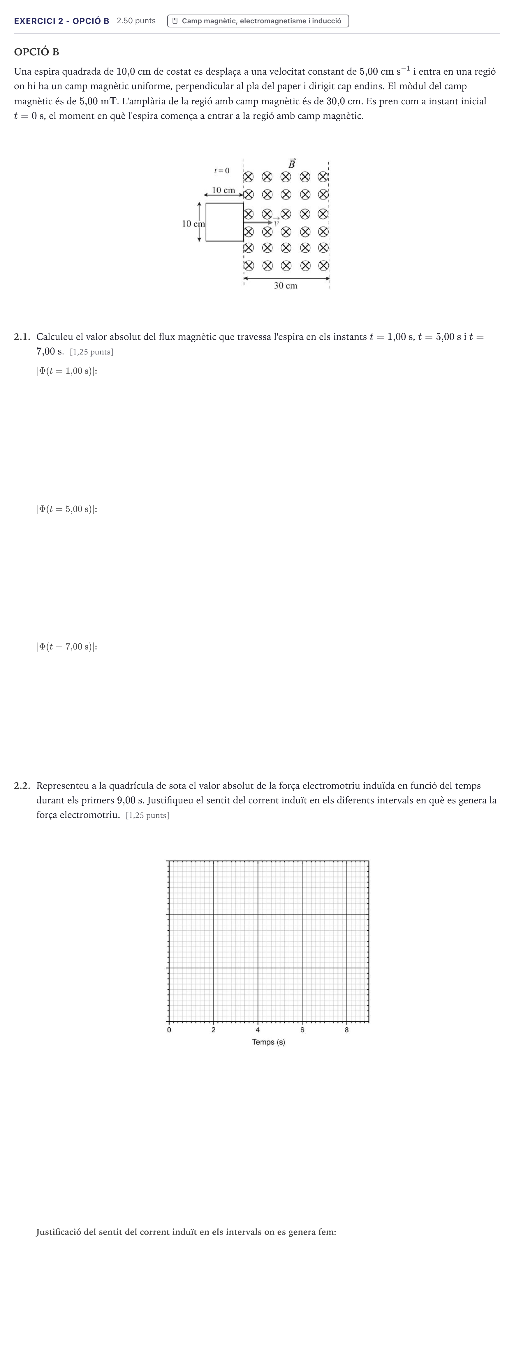 Enunciado: Exercici 2 - Opció B · Física Selectividad Cataluña Setembre Serie 2 2026
