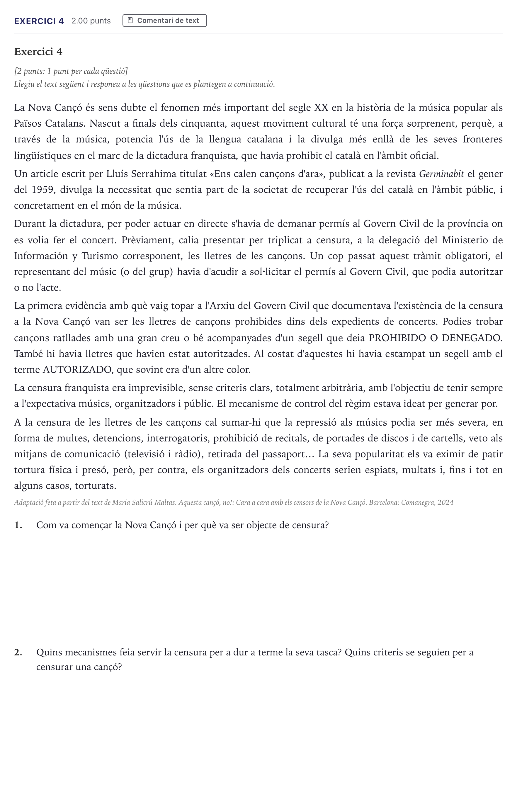 Enunciado: Exercici 4 · Análisis Musical Selectividad Cataluña Setembre Serie 2 2026