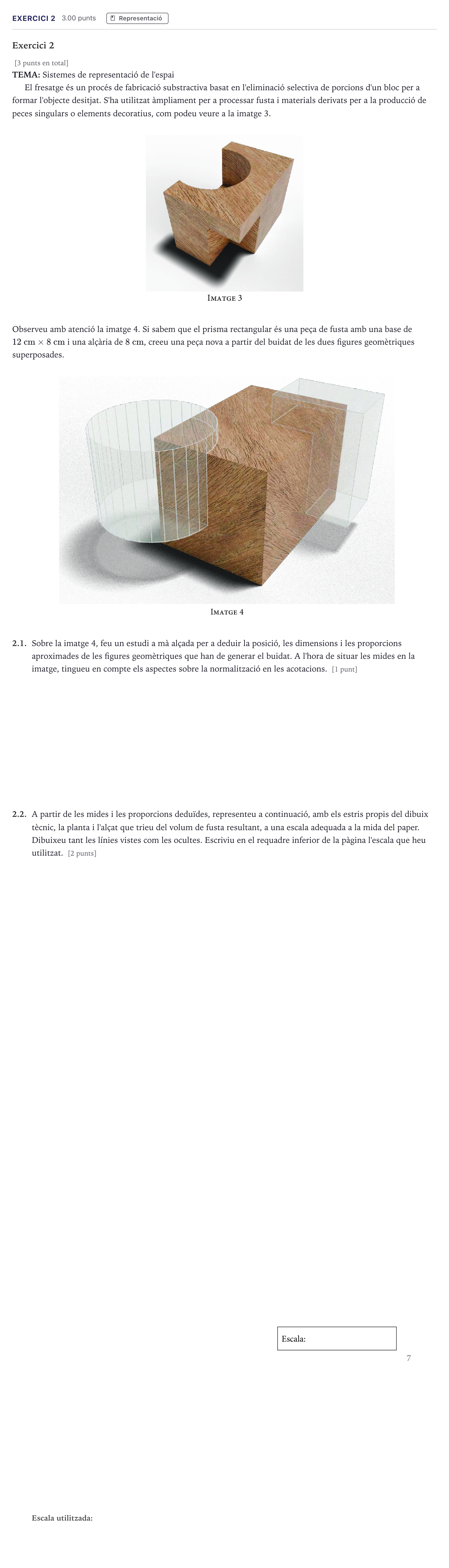 Enunciado: Exercici 2 · Dibujo Técnico Aplicado a las Artes Plásticas y al Diseño Selectividad Cataluña Setembre Serie 2 2026