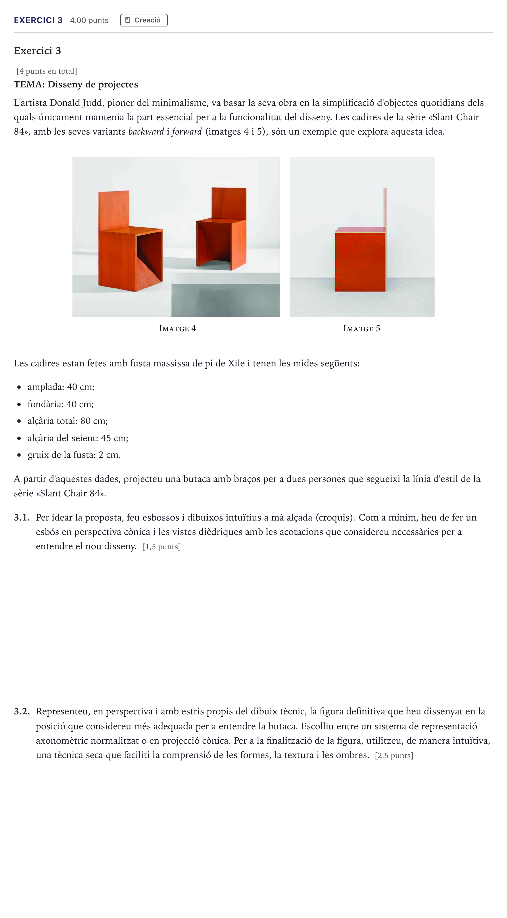 Enunciado: Exercici 3 · Dibujo Técnico Aplicado a las Artes Plásticas y al Diseño Selectividad Cataluña Juny Serie 5 2026