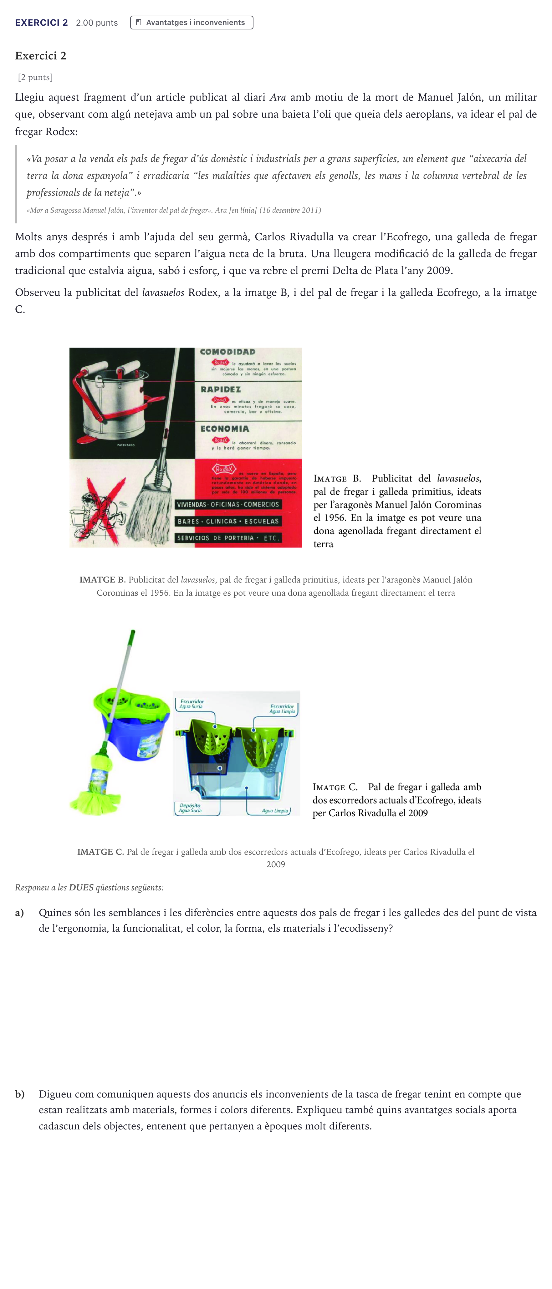 Enunciado: Exercici 2 · Diseño Selectividad Cataluña Setembre Serie 2 2026