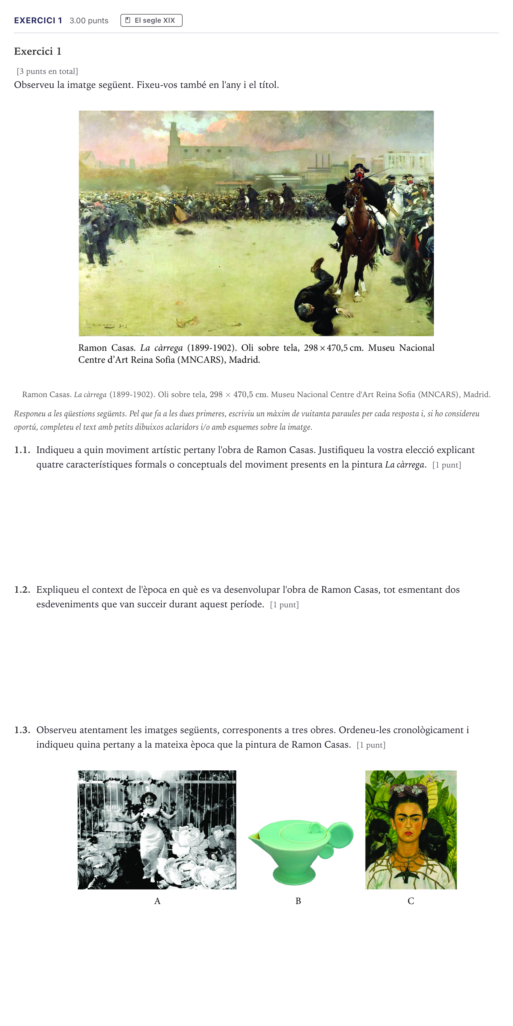 Enunciado: Exercici 1 · Fundamentos Artísticos Selectividad Cataluña Juny Serie 1 2026