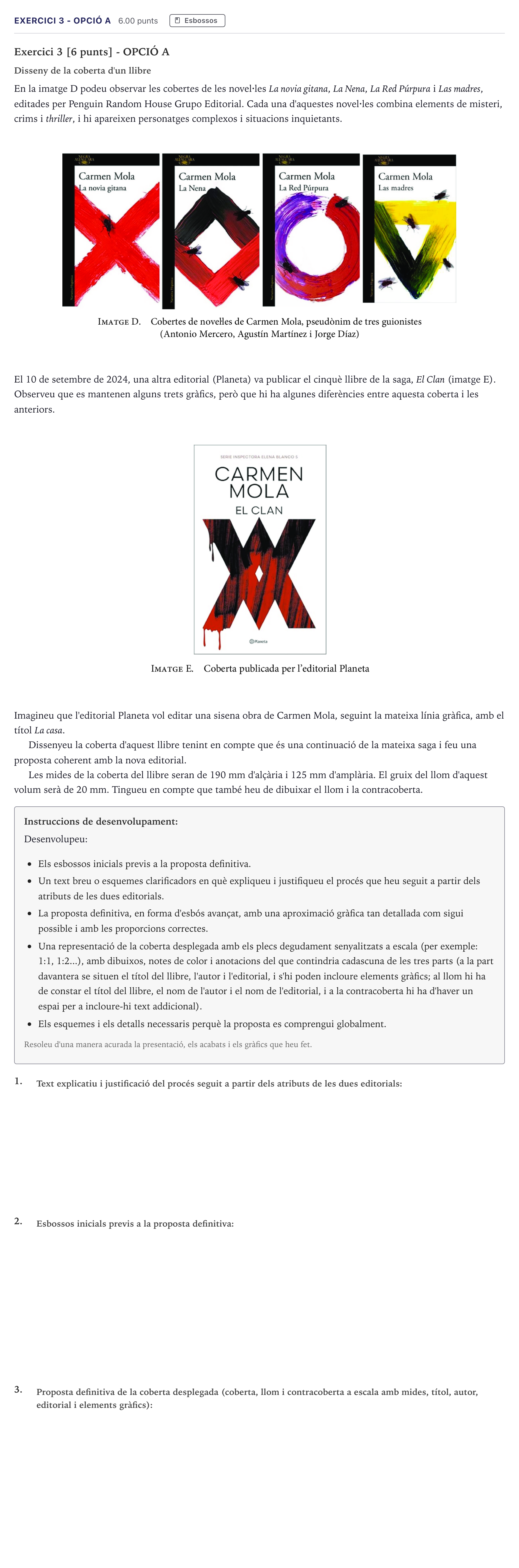 Enunciado: Exercici 3 - Opció A · Diseño Selectividad Cataluña Juny Serie 5 2026