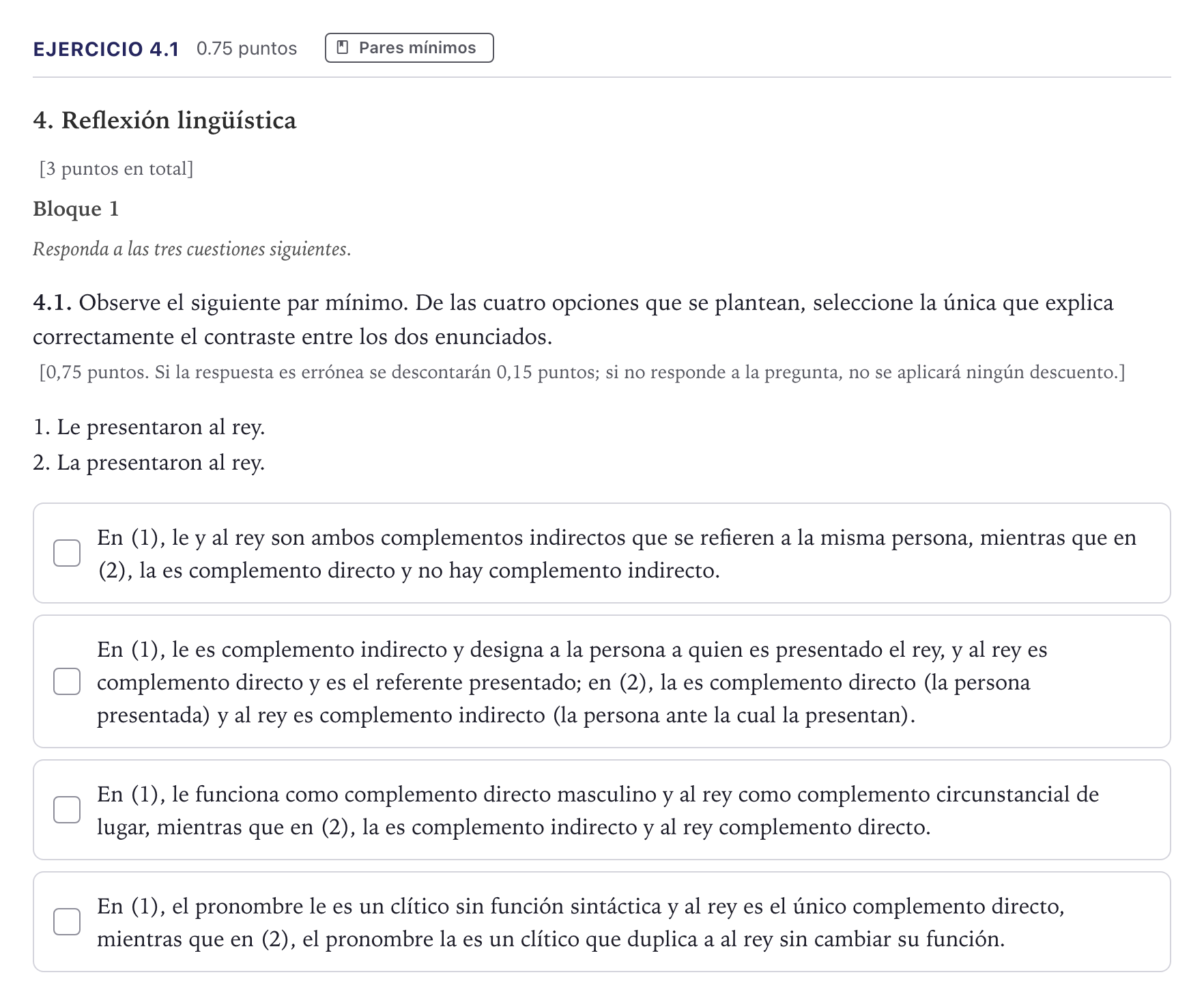 Enunciado: Ejercicio 4.1 · Lengua Castellana y Literatura II Selectividad Cataluña Setembre Serie 2 2026