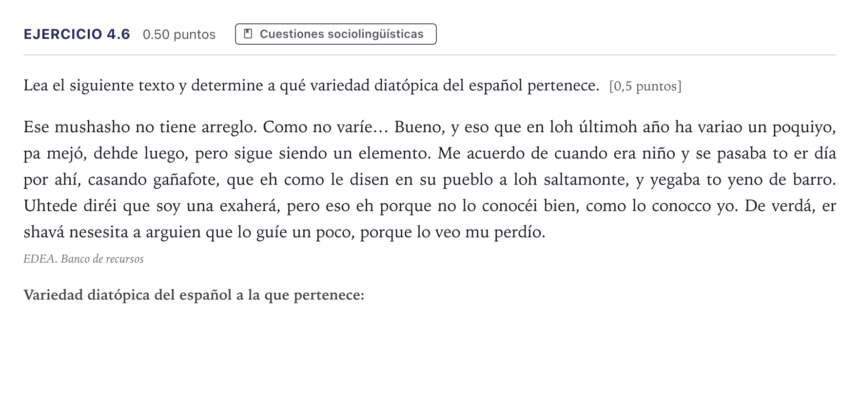 Enunciado: Ejercicio 4.6 · Lengua Castellana y Literatura II Selectividad Cataluña Setembre Serie 2 2026