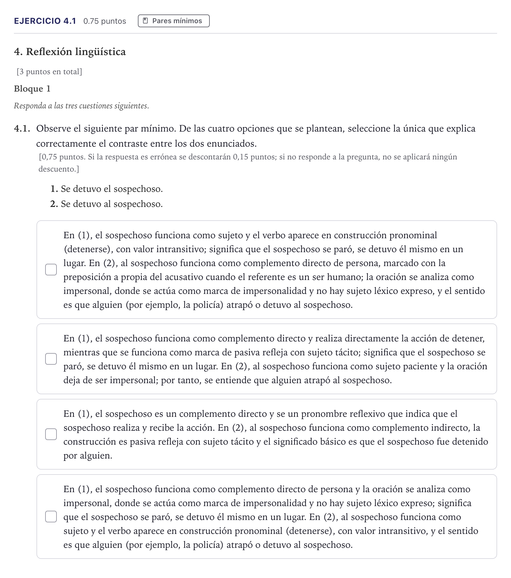 Enunciado: Ejercicio 4.1 · Lengua Castellana y Literatura II Selectividad Cataluña Juny Serie 5 2026