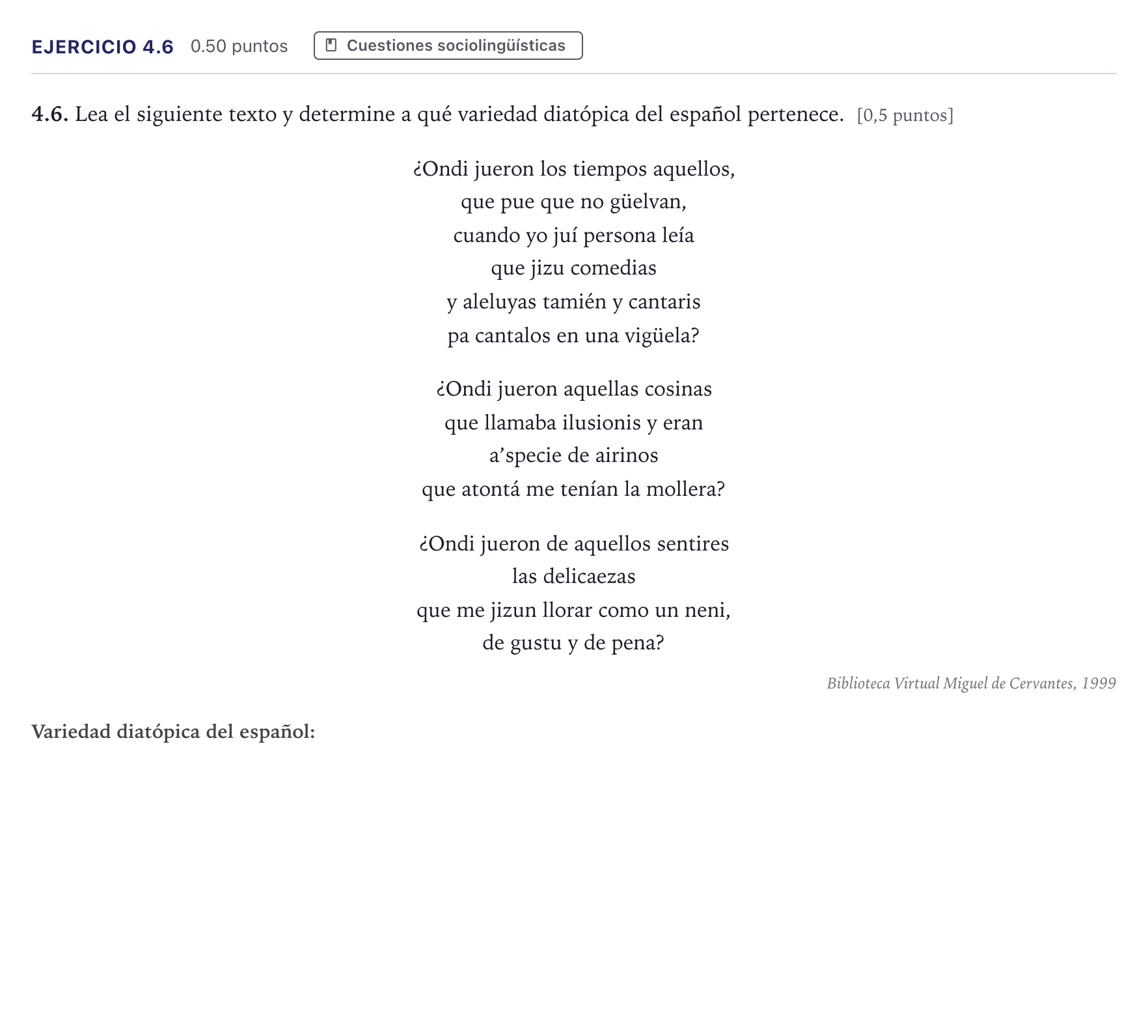 Enunciado: Ejercicio 4.6 · Lengua Castellana y Literatura II Selectividad Cataluña Juny Serie 5 2026