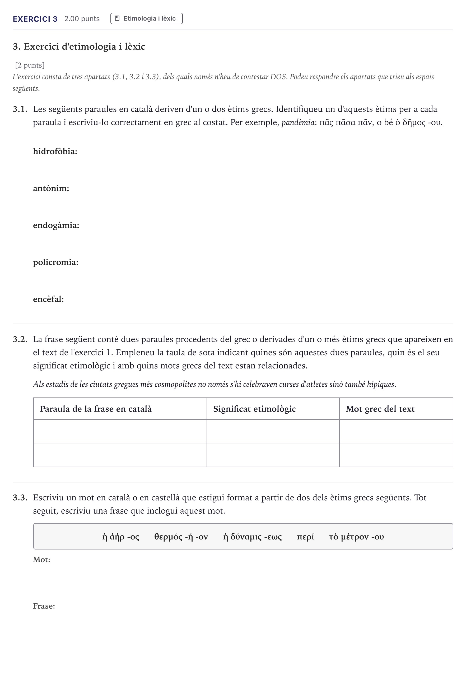 Enunciado: Problema 3 · Griego II Selectividad Cataluña Setembre Serie 2 2026