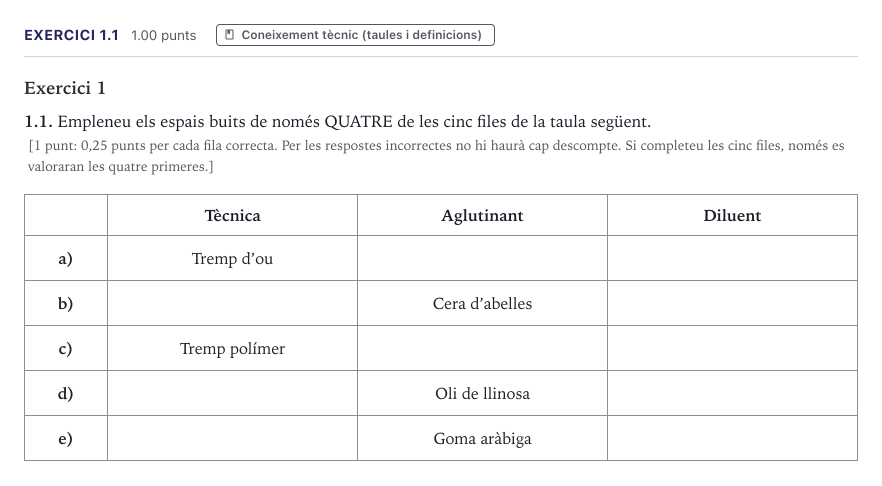 Enunciado: Ejercicio 1.1 · Técnicas de Expresión Gráfico-Plástica Selectividad Cataluña Juny Serie 5 2026