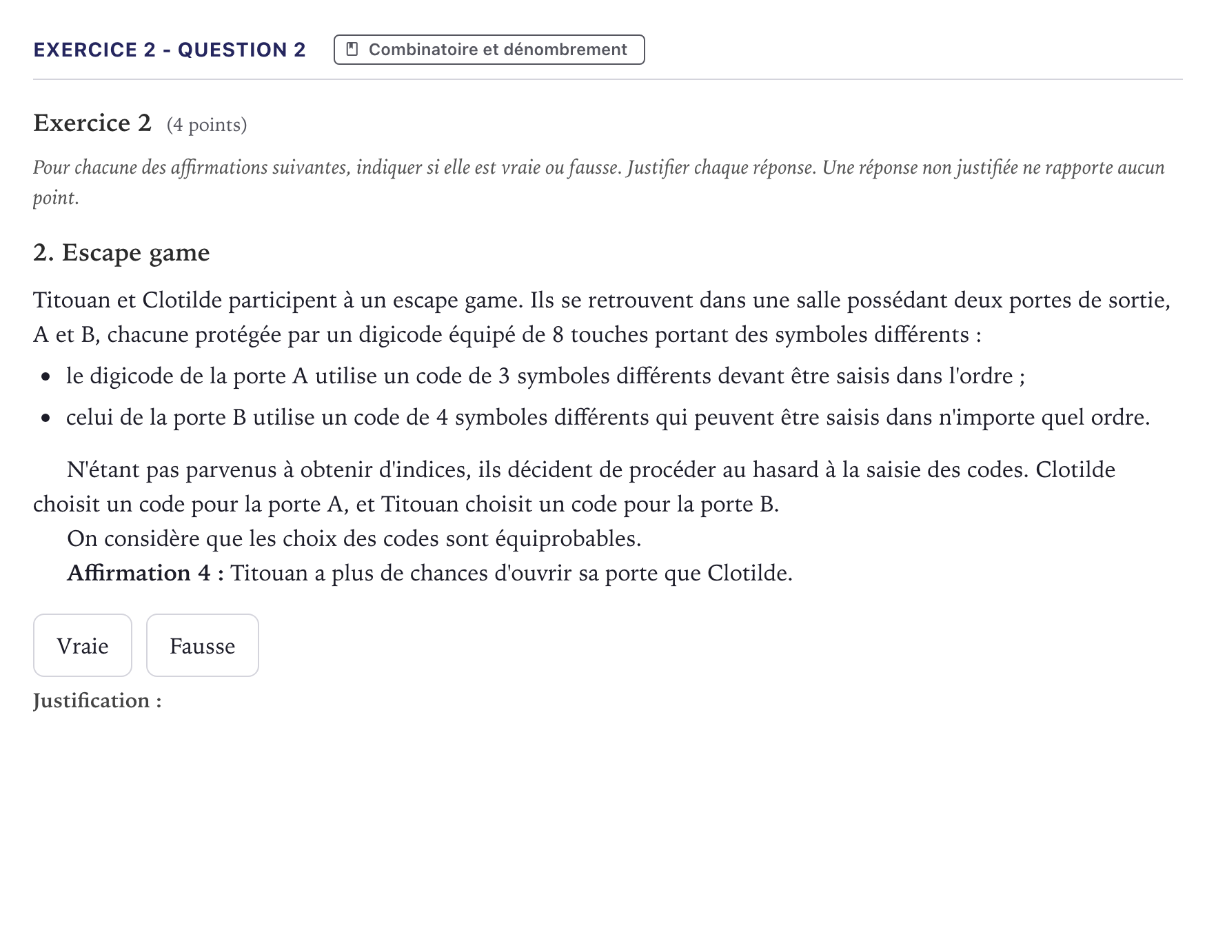 Énoncé: Exercice 2 - Question 2 · Bac Mathématiques Métropole 2026 (sujet 1)