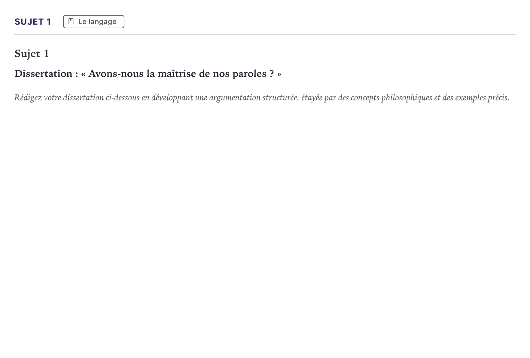 Énoncé: Sujet 1 · Bac Philosophie Métropole 2026