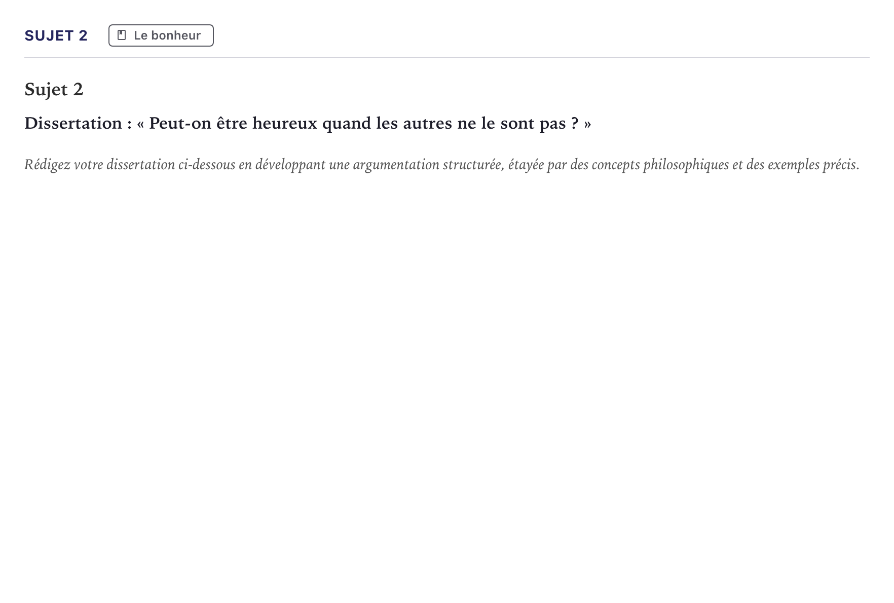 Énoncé: Sujet 2 · Bac Philosophie Métropole 2026