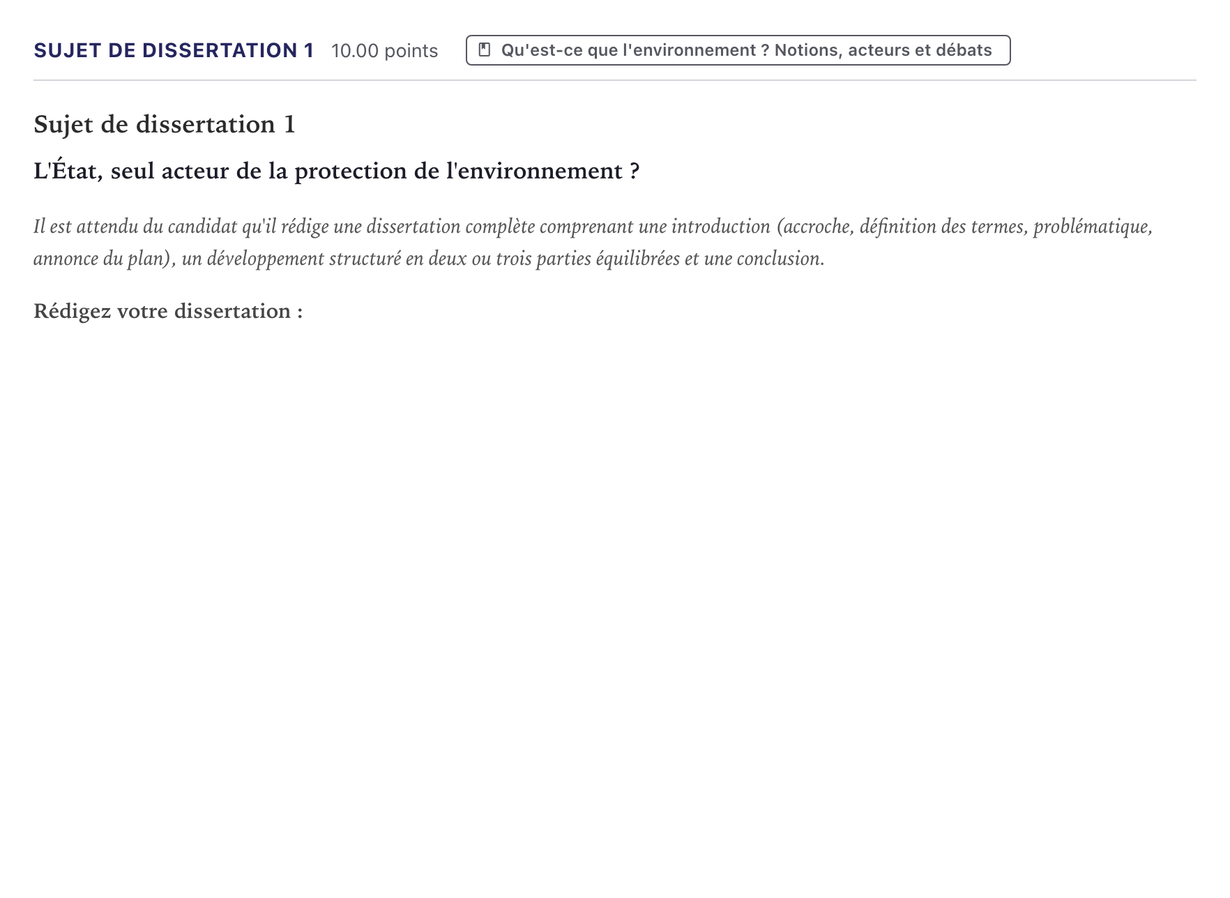 Énoncé: Sujet de dissertation 1 · Bac Histoire-Géographie, Géopolitique et Sciences Politiques Métropole 2026 (sujet 2)