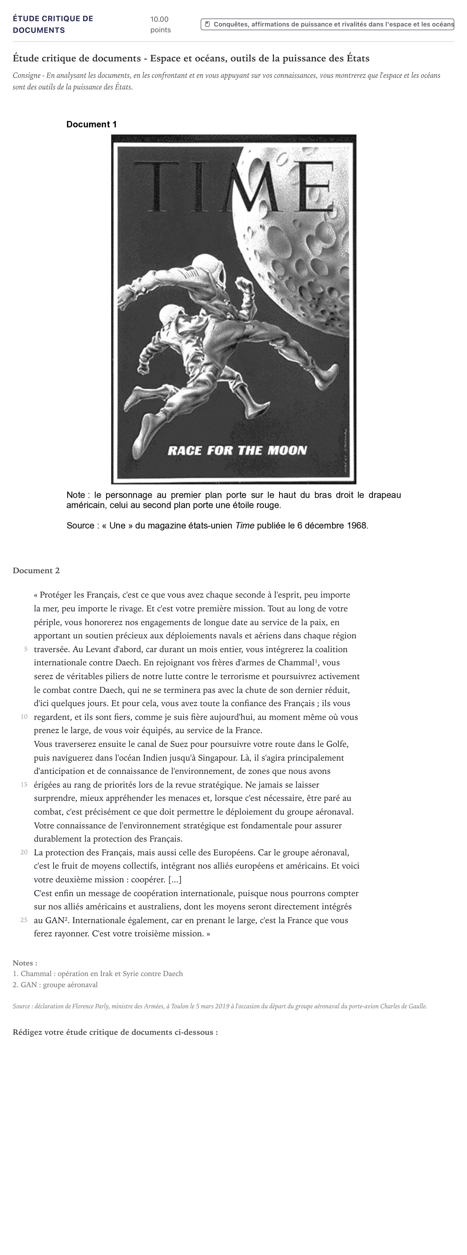 Énoncé: Exercice Étude critique de documents · Bac Histoire-Géographie, Géopolitique et Sciences Politiques Métropole 2026 (sujet 2)
