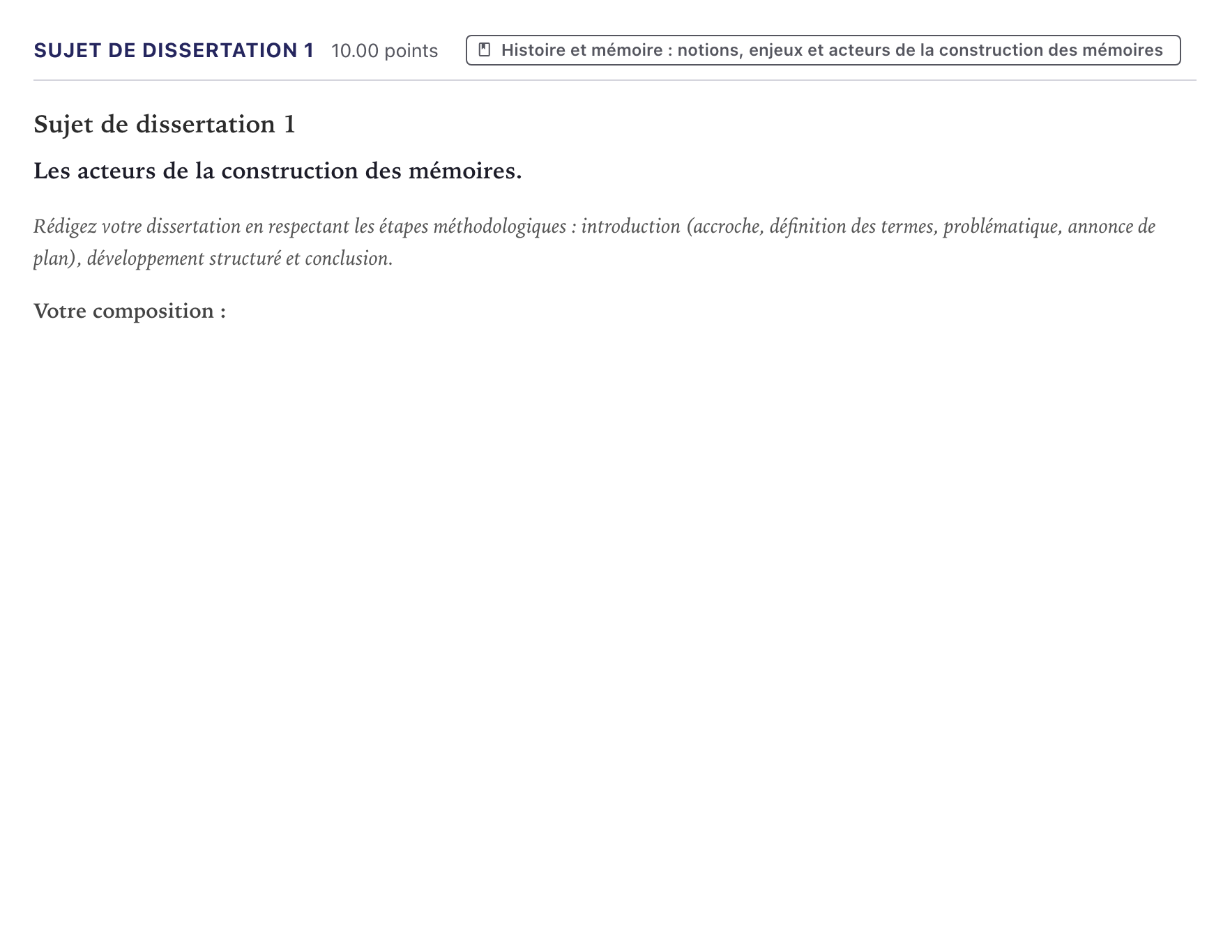 Énoncé: Sujet de dissertation 1 · Bac Histoire-Géographie, Géopolitique et Sciences Politiques Métropole 2026 (sujet 1)