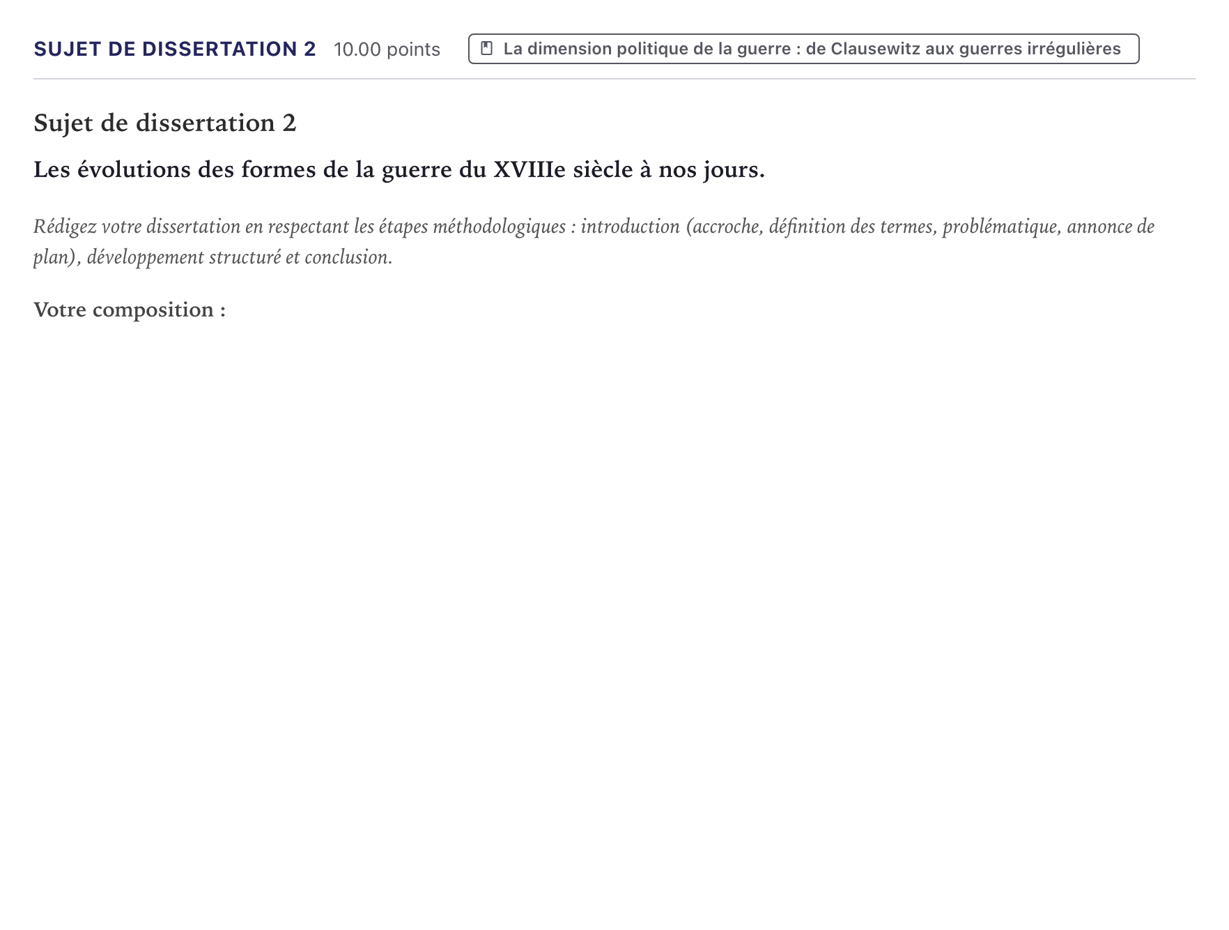 Énoncé: Sujet de dissertation 2 · Bac Histoire-Géographie, Géopolitique et Sciences Politiques Métropole 2026 (sujet 1)