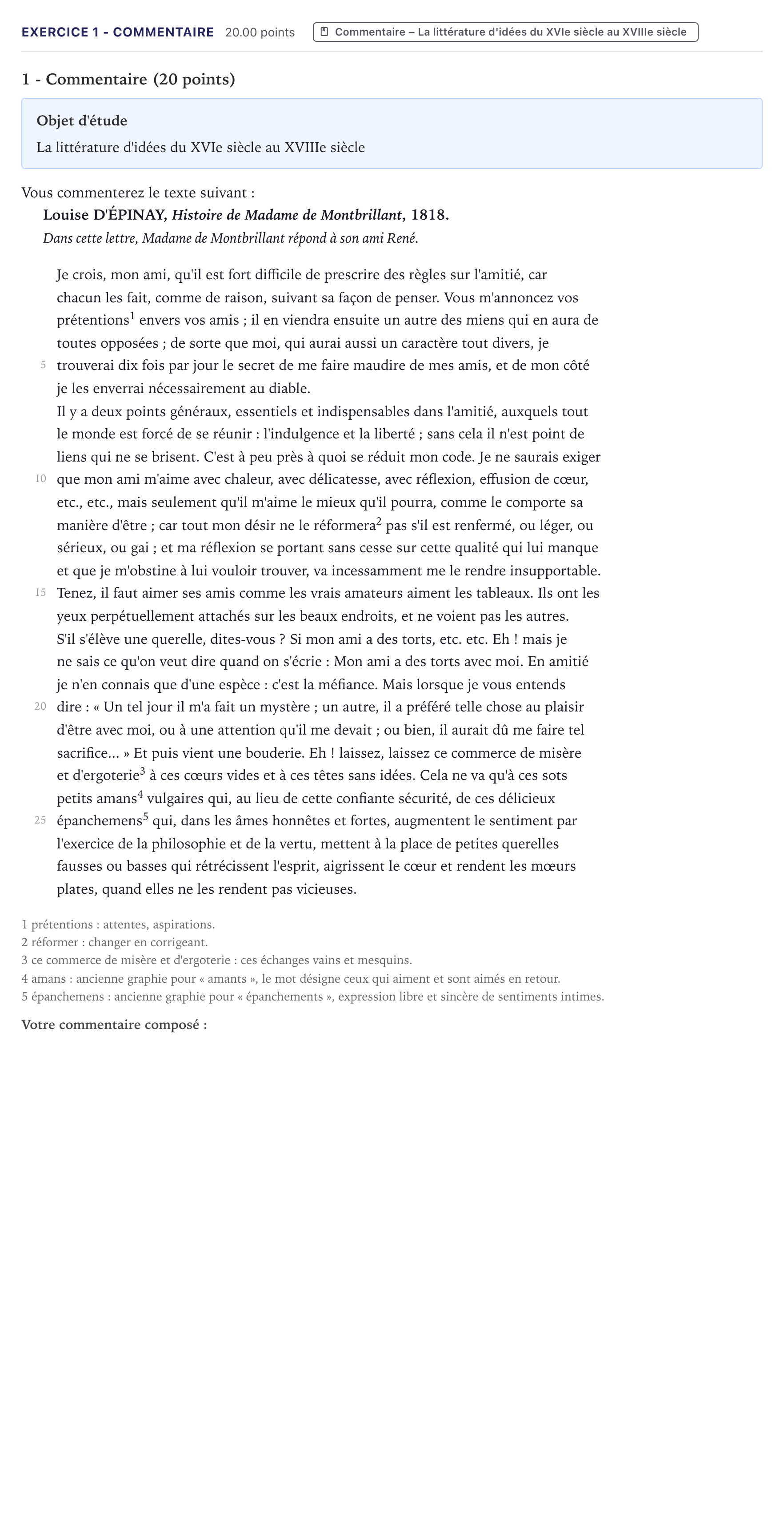 Énoncé: Exercice 1 - Commentaire · Bac Français (1ère) Métropole 2026
