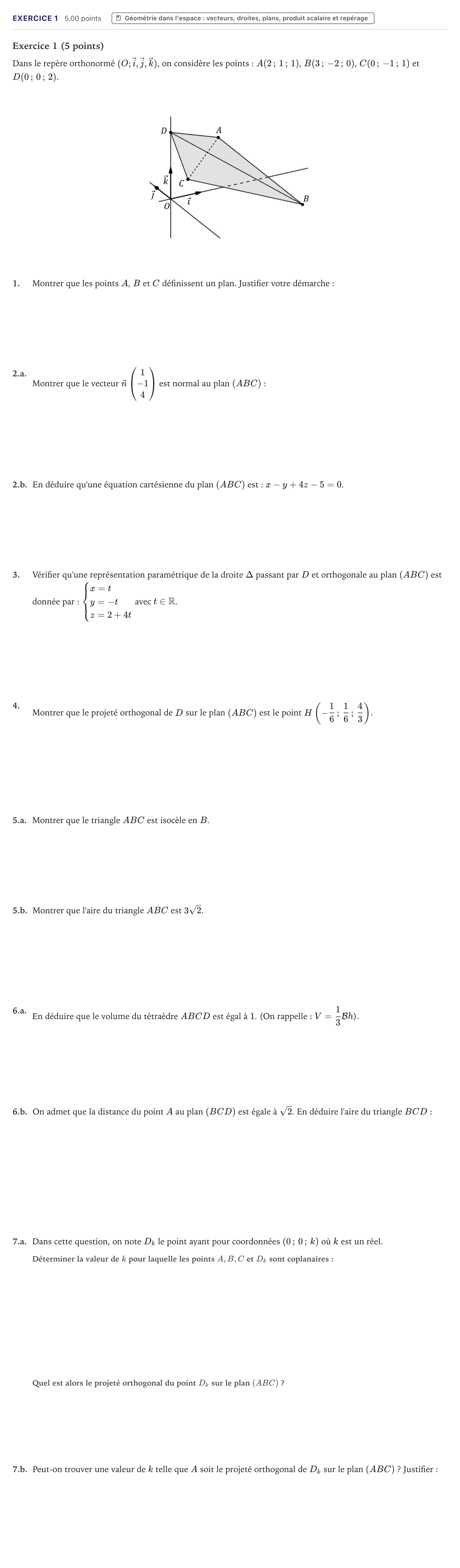 Énoncé: Exercice 1 · Bac Mathématiques Métropole 2026 (sujet 2)
