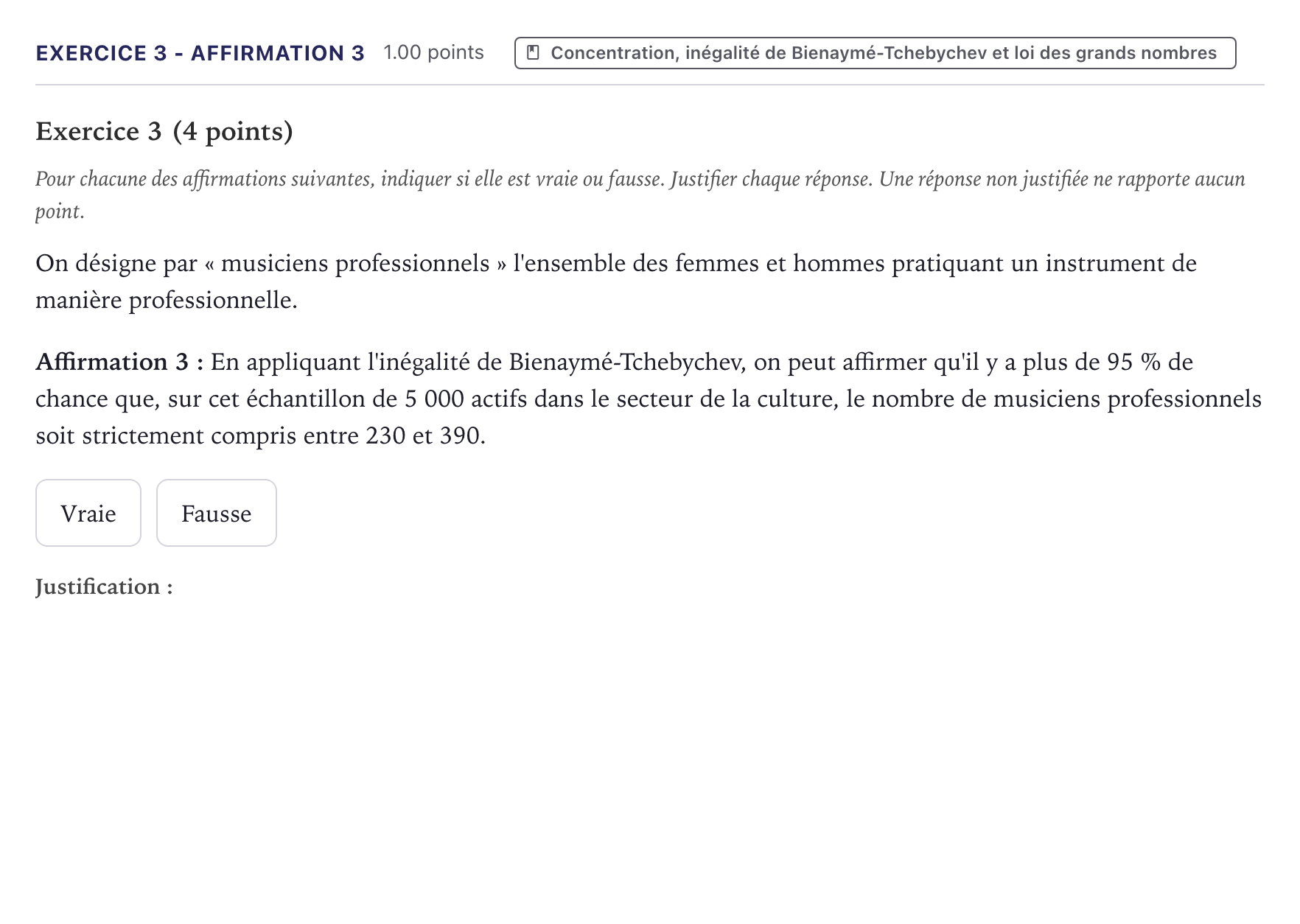 Énoncé: Exercice 3 - Affirmation 3 · Bac Mathématiques Métropole 2026 (sujet 2)