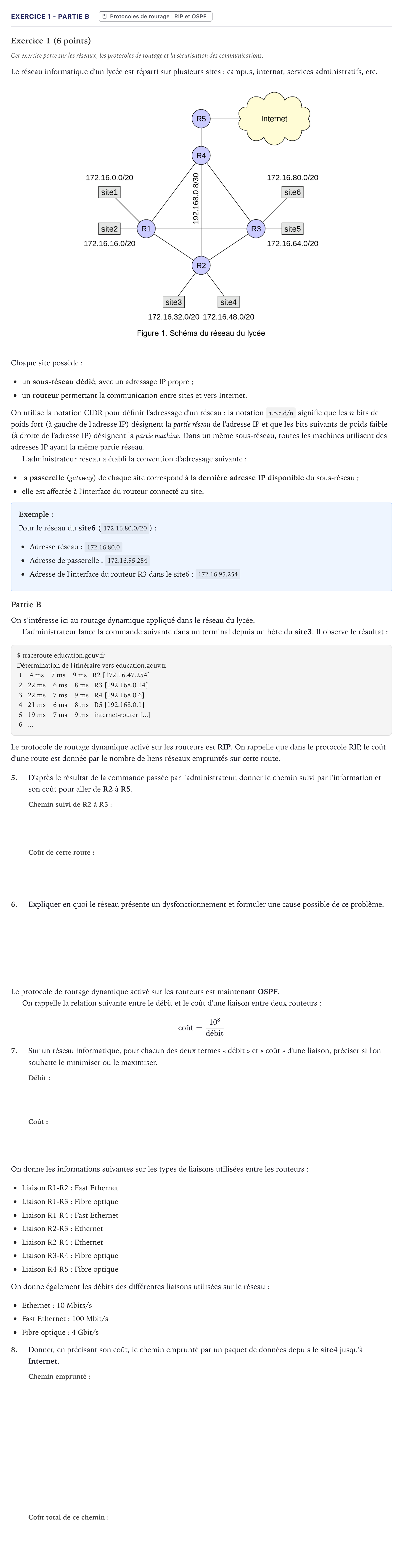 Énoncé: Exercice 1 - Partie B · Bac Numérique et Sciences Informatiques Métropole 2026 (sujet 1)