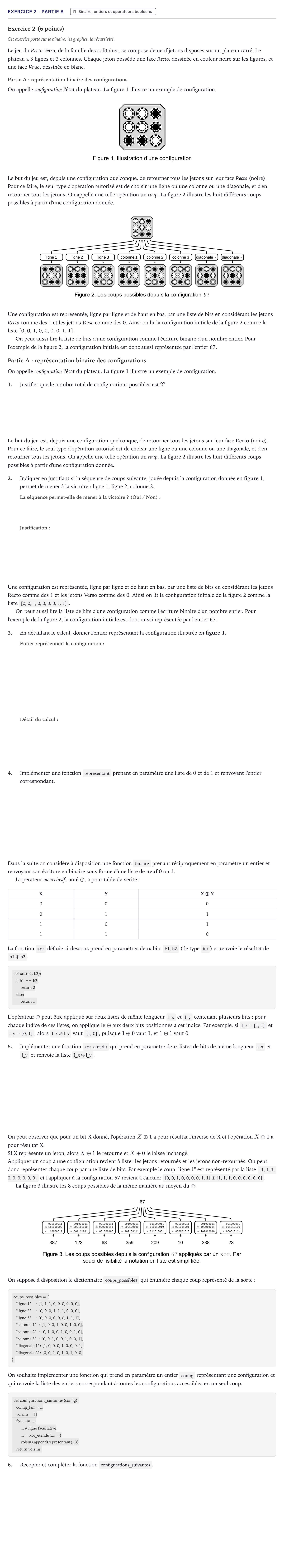 Énoncé: Exercice 2 - Partie A · Bac Numérique et Sciences Informatiques Métropole 2026 (sujet 1)