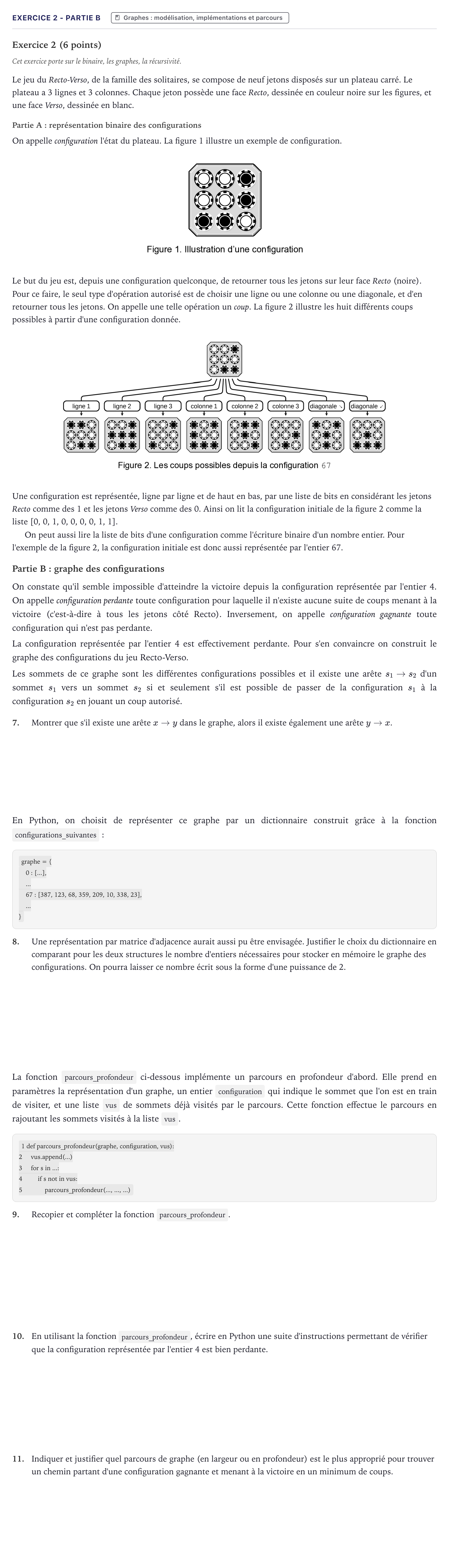 Énoncé: Exercice 2 - Partie B · Bac Numérique et Sciences Informatiques Métropole 2026 (sujet 1)