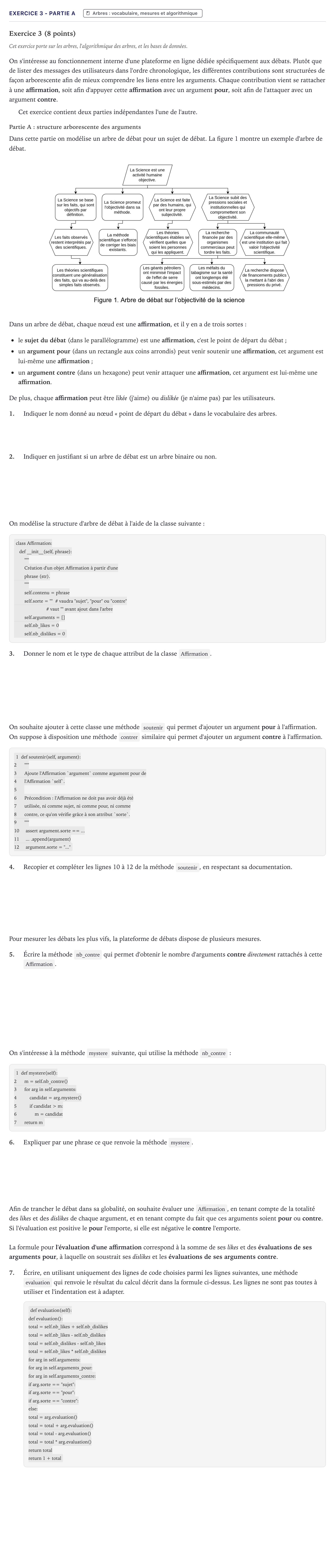 Énoncé: Exercice 3 - Partie A · Bac Numérique et Sciences Informatiques Métropole 2026 (sujet 1)
