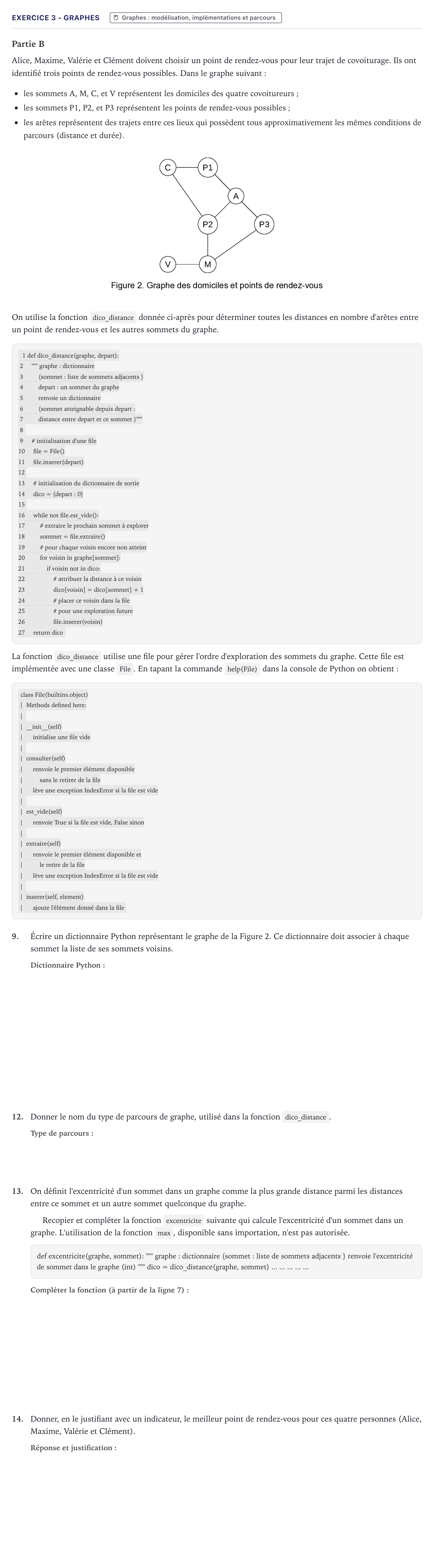 Énoncé: Exercice 3 - Graphes · Bac Numérique et Sciences Informatiques Métropole 2026 (sujet 2)
